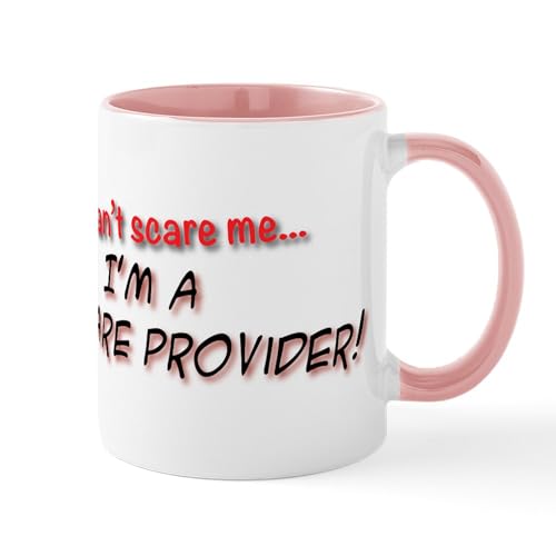 White/Pink Inside - You Cant Scare Me Im A Daycare Provider Mugs