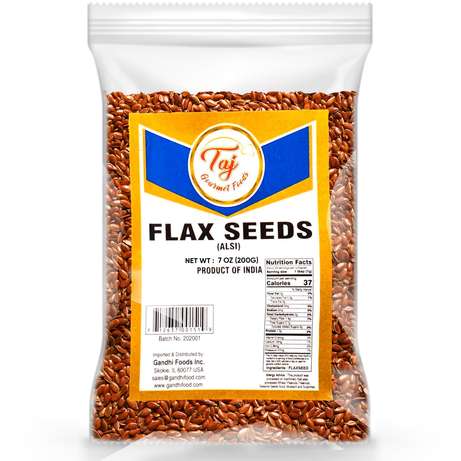 Premium AJ Indian Flax Seeds (Linseed) - 4.5oz (130g) | Organic, High in Omega-3 | Perfect for Smoothies, Baking & Healthy Snacks