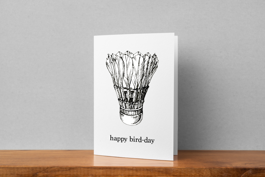 Happy Bird Day Badminton Greeting Card - Funny Bird Lover Birthday Card for Badminton Players - Perfect for Birthdays, Anniversaries & Sports Enthusiasts