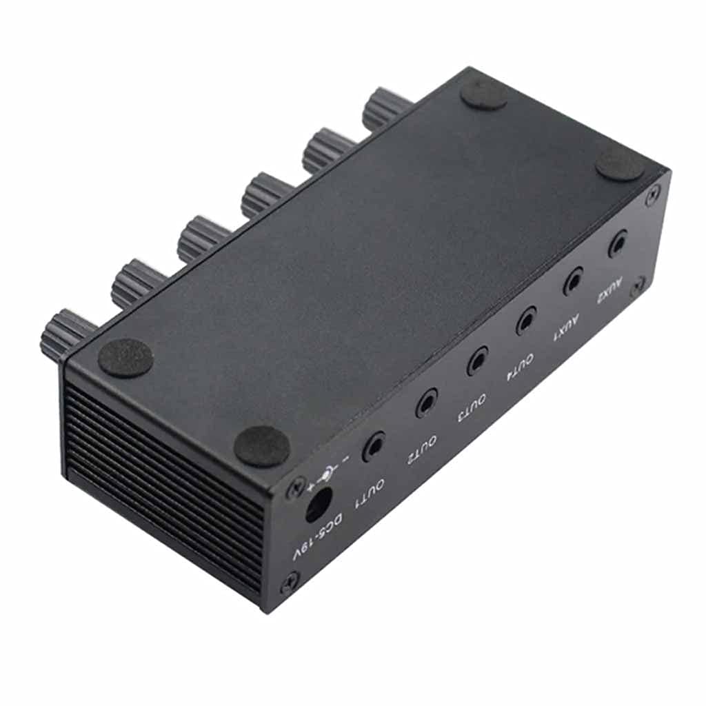 2-Channel Stereo Audio Mixer with 4 Outputs - Independent Volume Control for Headphones & Power Amplifiers | Perfect for DJ Setups, Home Studios & Live Performances