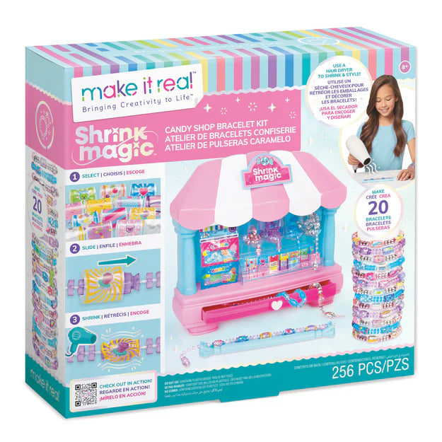 3C4G Shrink Magic Candy Shop Bracelet Kit - DIY Fun Jewelry Making Set for Kids & Teens - Perfect for Birthday Parties, Craft Projects & Creative Gifts