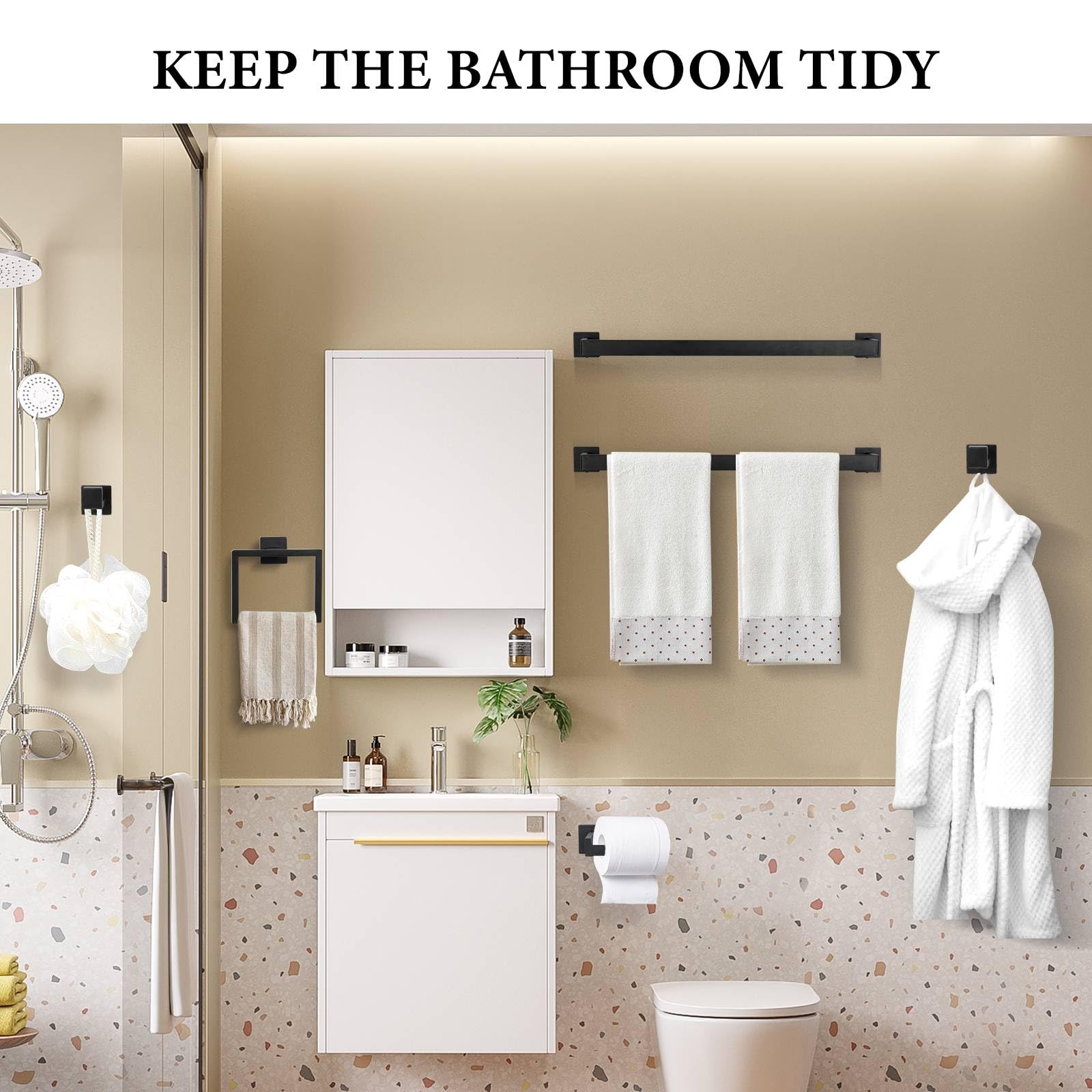 10-Piece Matte Black Bathroom Hardware Set - 24