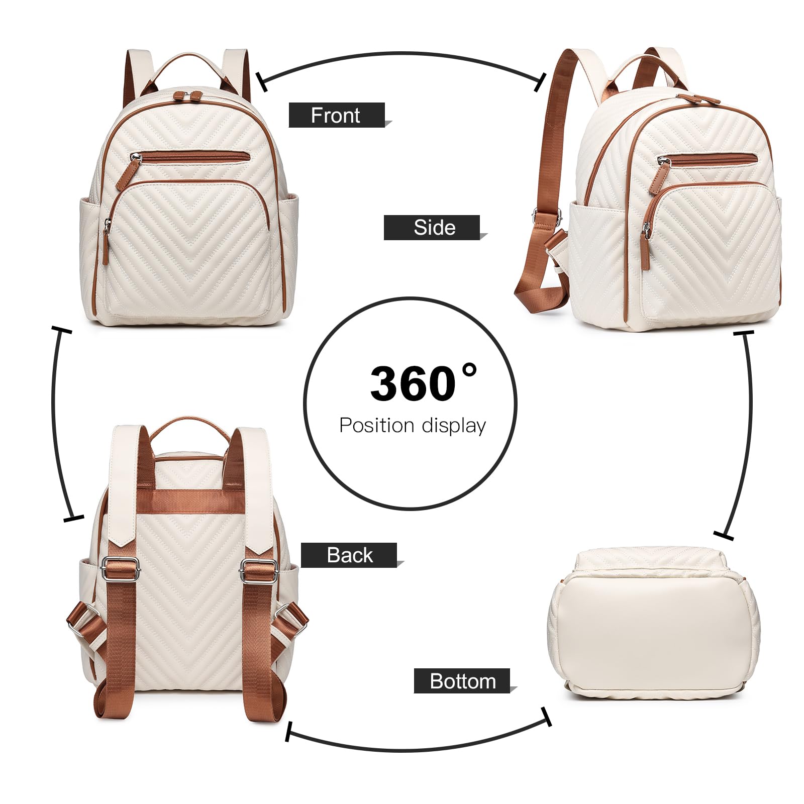 Miss Lulu Women's Fashion Backpack - PU Leather Rucksack for Women & Girls, Anti-Theft Waterproof Daypack, Causal Mini Shoulder Bag | Perfect for School, Travel, Work & Daily Use
