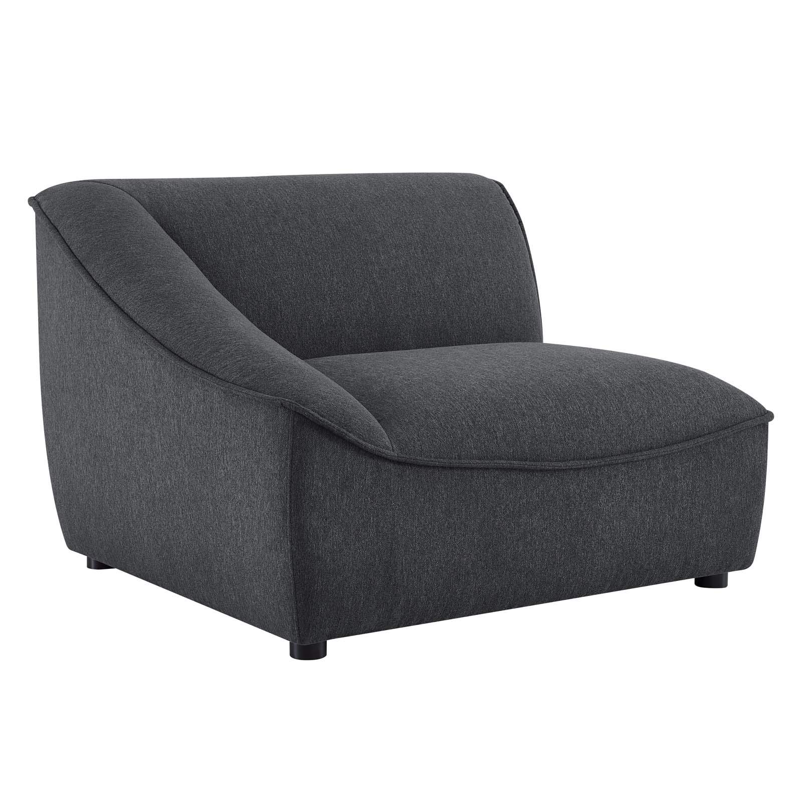 Modway Comprise 6-Piece Fabric Upholstered Sectional Sofa with Double Chaise in Charcoal - Perfect for Large Living Rooms, Family Gatherings & Home Theater Seating