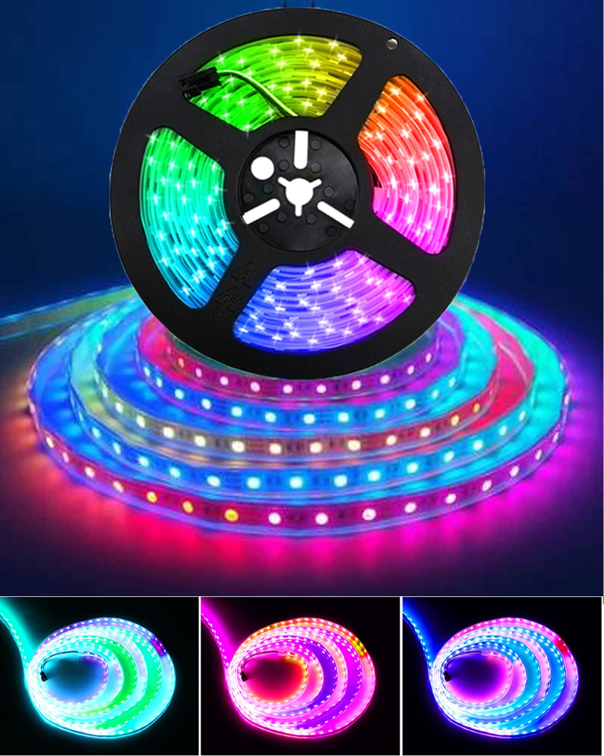 16.4ft RGBIC Smart LED Strip Lights - Waterproof WiFi Color Changing Lights with App Control, Alexa & Music Sync for Bedroom, Party & Home Decor | Multi-Segment Control & Rainbow Effects
