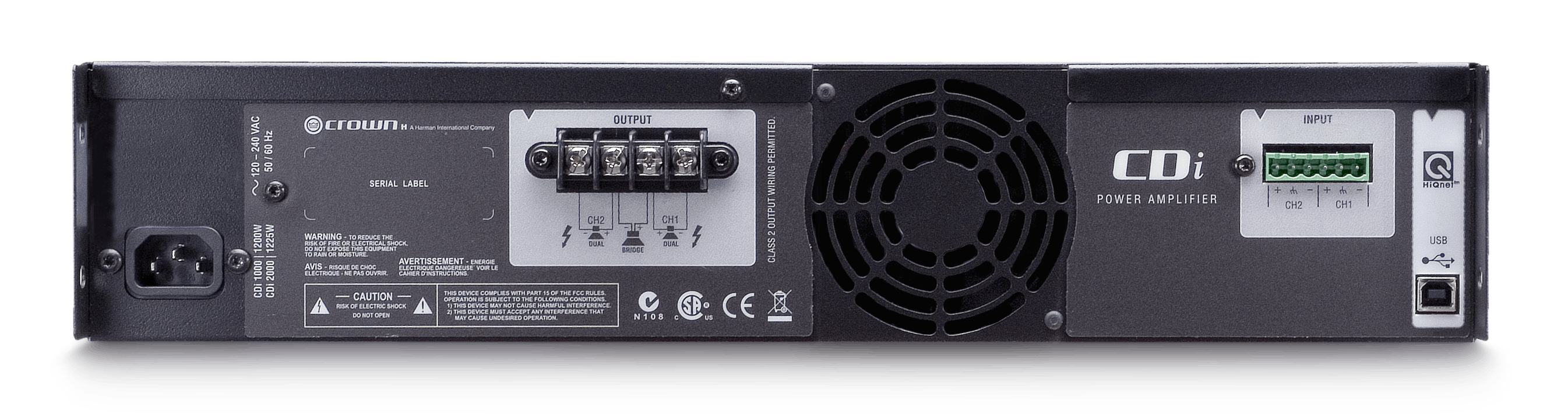 Crown CDi2000 Professional 2000W Power Amplifier for DJ, Live Sound & Commercial Audio Systems - Perfect for Concerts, Clubs & Event Venues