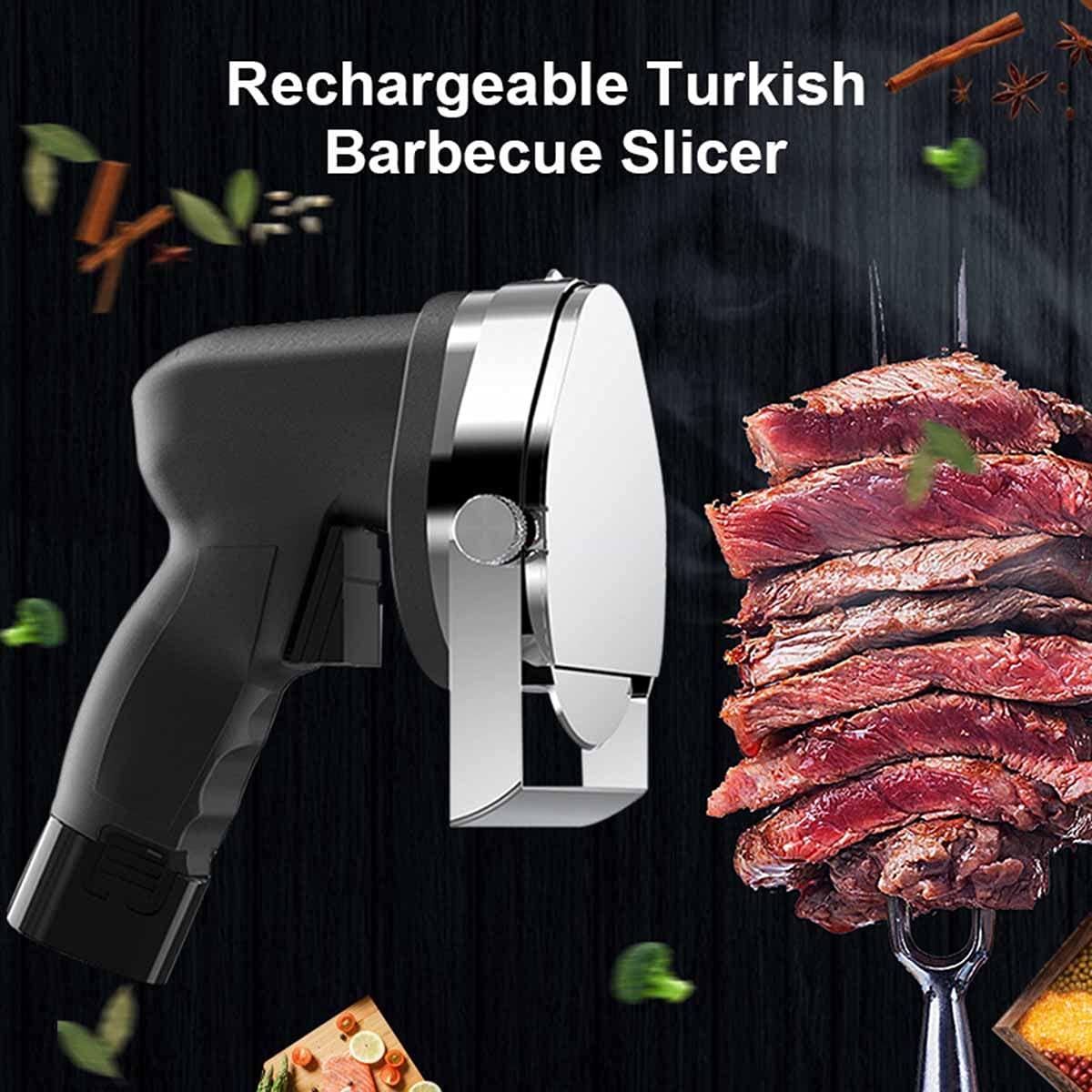 Electric Kebab Meat Slicer - 80W 2800RPM with 100mm Blade for Turkish Doner, Lamb, Beef & Poultry - Commercial & Home Use for Shawarma, Gyros, Kebabs & Deli Meats