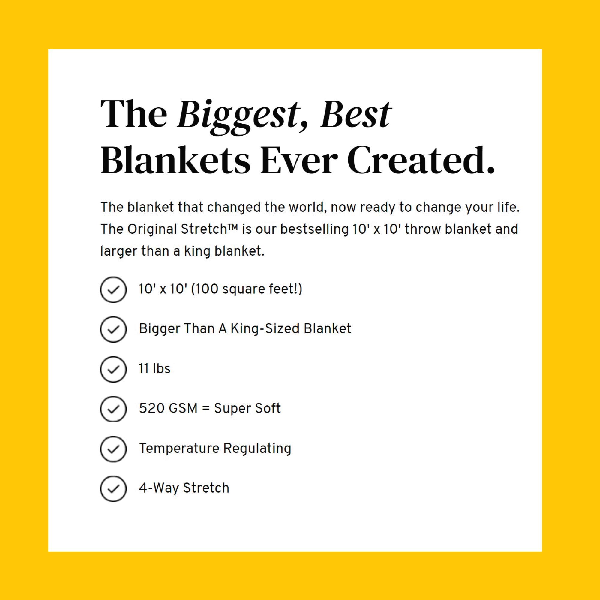 Big Stretch Blanket 10' x 10' - Oversized Soft Fleece Throw for Winter & Fall - Machine Washable Temperature Regulating Blanket - Perfect for Family Movie Nights, Camping Trips and Cozy Home Decor (Smoke Grey + Light Grey)