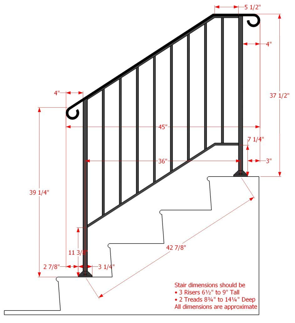 Iron X Handrail Picket #3 - Durable Wood or Composite Stair Railing System for Outdoor Steps, Deck & Porch Safety