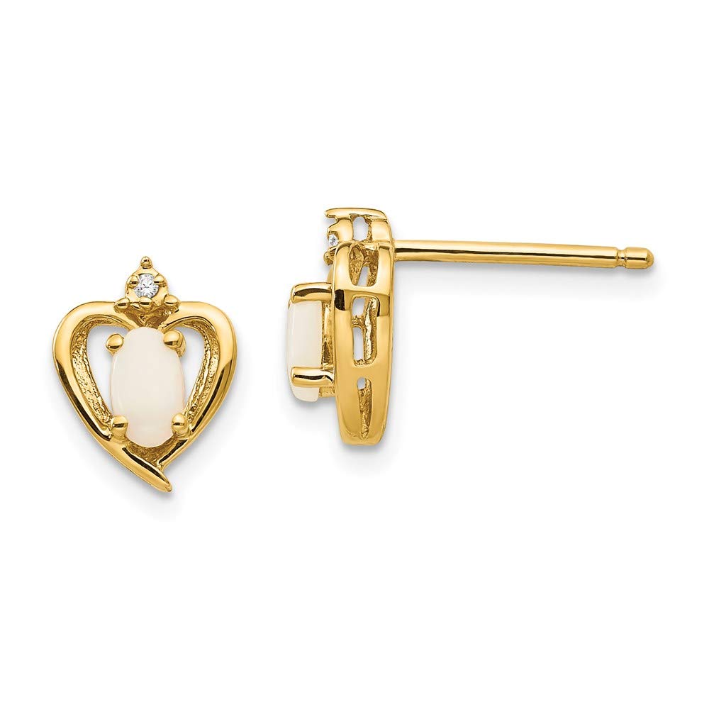 14K Yellow Gold Diamond and Opal Earrings for Women - Elegant Fine Jewelry Gift for Her - Perfect for Anniversaries, Birthdays & Special Occasions
