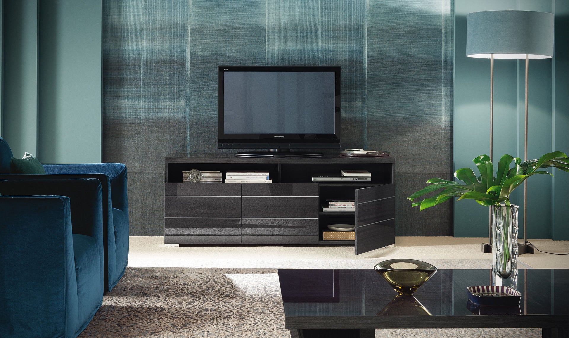 ALF Versilia High Gloss TV Stand - Modern Entertainment Center with Storage for Living Room, Bedroom & Home Theater