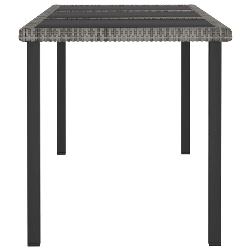 Modern Gray PE Rattan Patio Dining Table with Glass Top - Outdoor Garden Furniture for Front Porch, Deck, Lawn & Backyard | Perfect for Al Fresco Dining, BBQ Parties & Relaxing in Your Outdoor Space