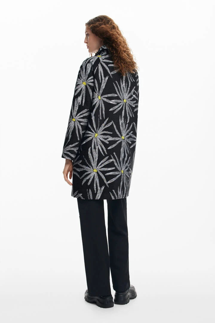 Stylish Daisy Print Coat for Women - Floral Fashion Outerwear for Spring & Fall - Perfect for Casual Outings & Date Nights
