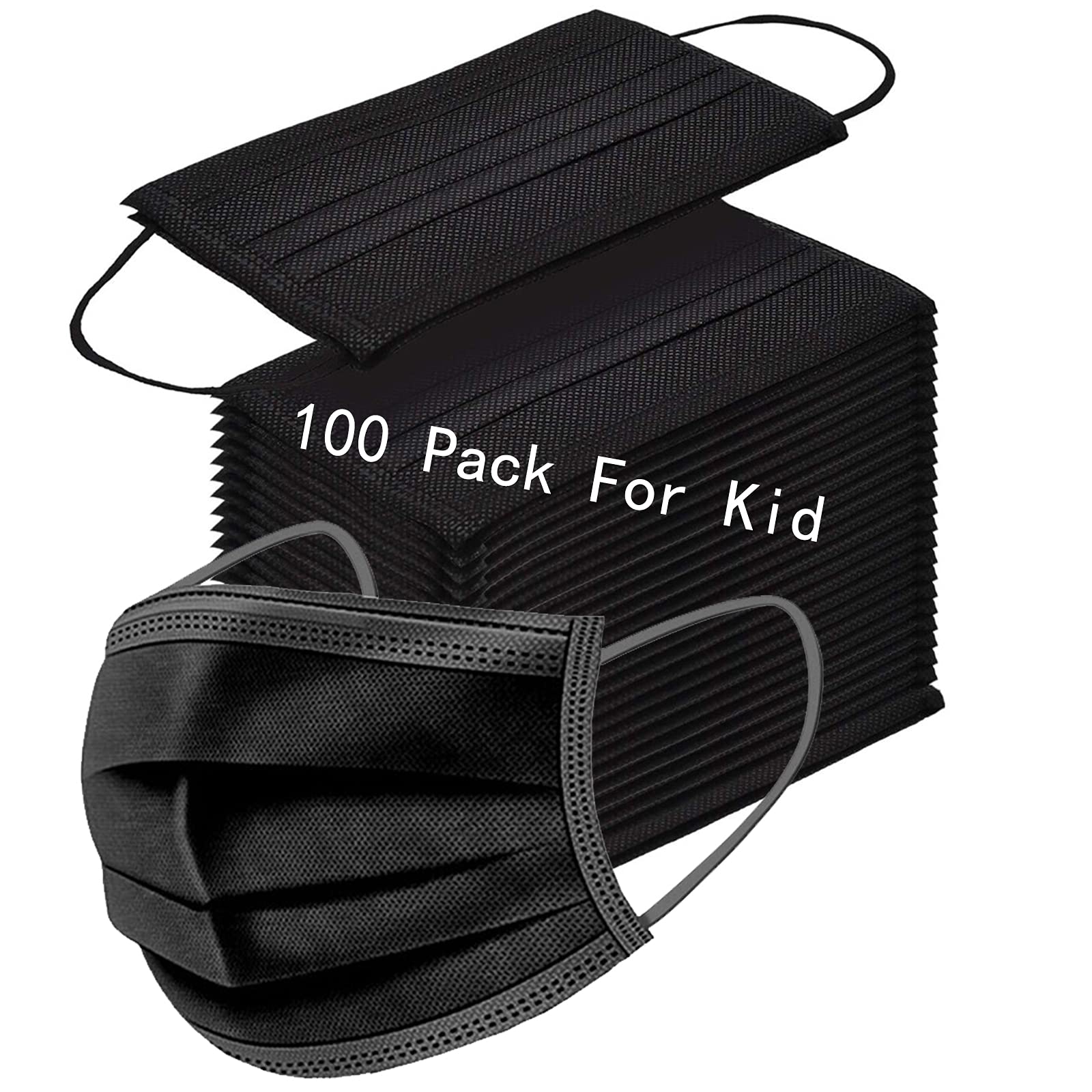 50/100 Pack Black Disposable Face Masks - 3 Ply Breathable Protection for Kids & Adults | Perfect for School, Work, Travel & Daily Outings