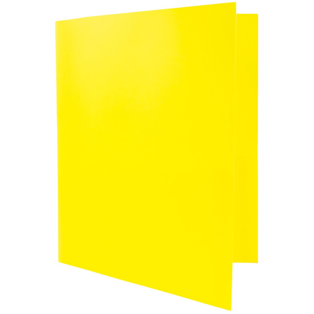 JAM Paper Medium Weight Plastic Presentation Folders - Yellow - 96 Pack - Perfect for Office Documents, School Projects & Business Presentations