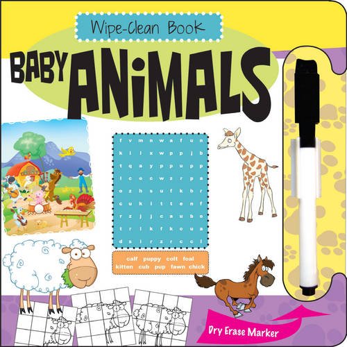 Baby Animals Wipe Clean Book - Reusable Learning Activity for Toddlers & Preschoolers - Perfect for Early Education, Travel & Home Play