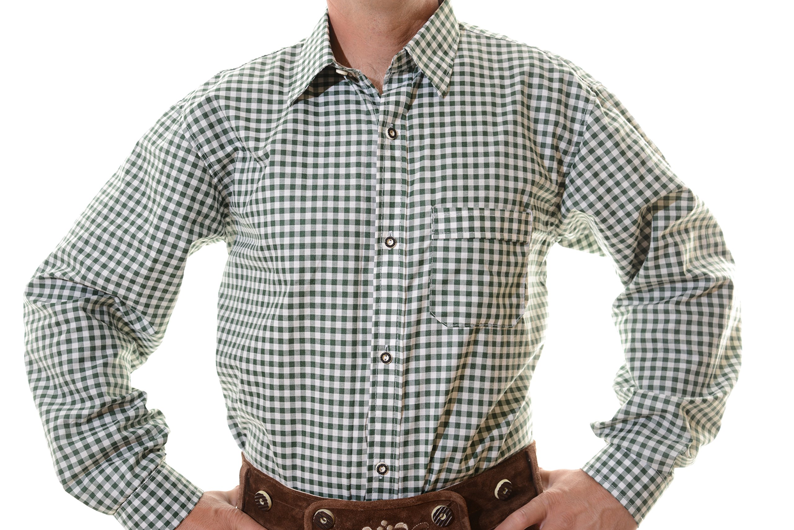 Authentic German Lederhosen Shirt for Oktoberfest - Traditional Bavarian Trachten Shirt in Green | Perfect for Beer Festivals, Costume Parties & Cultural Events