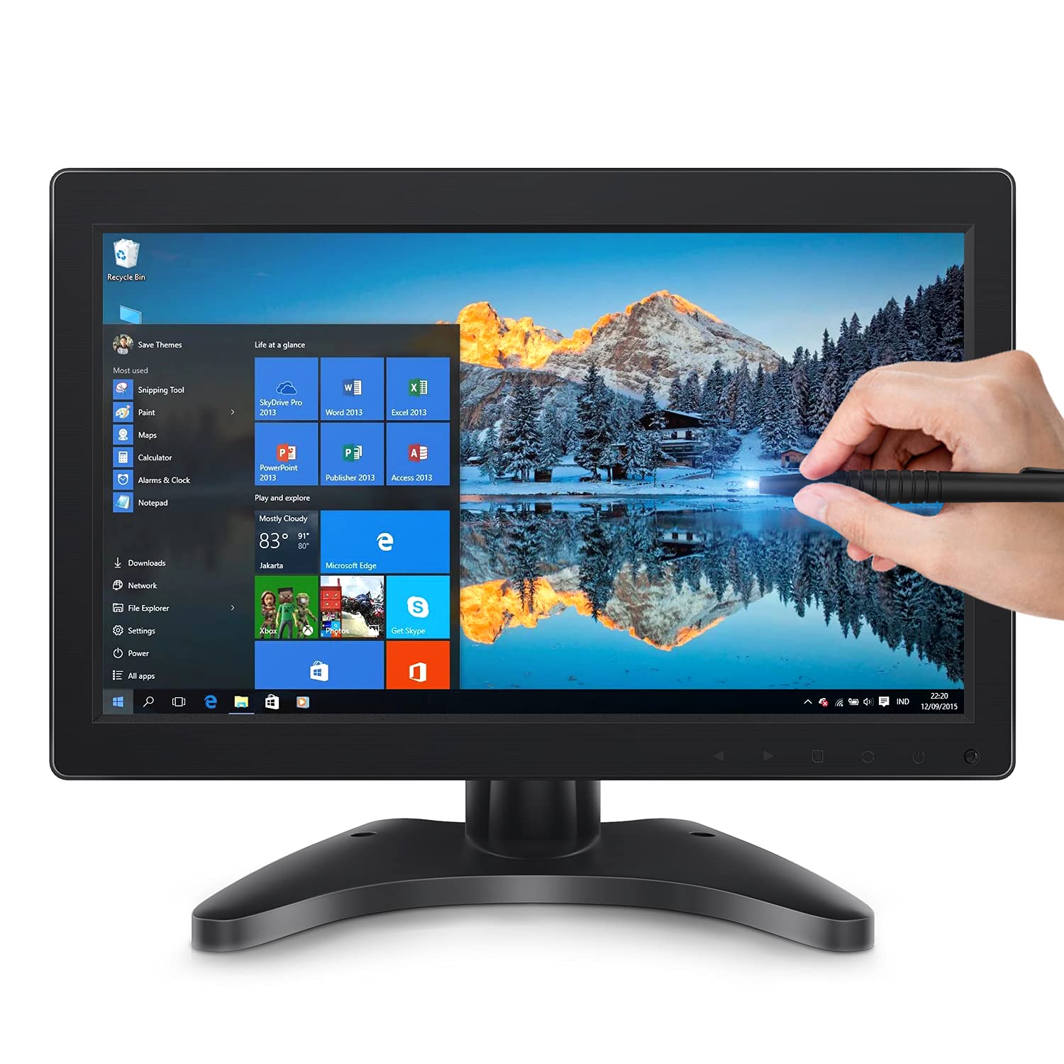 12 Inch Touchscreen Monitor - 1920x1080 FHD IPS Portable Display with Dual Speakers, HDMI/VGA/USB Inputs for PC Gaming, Raspberry Pi, CCTV Security & Office Use