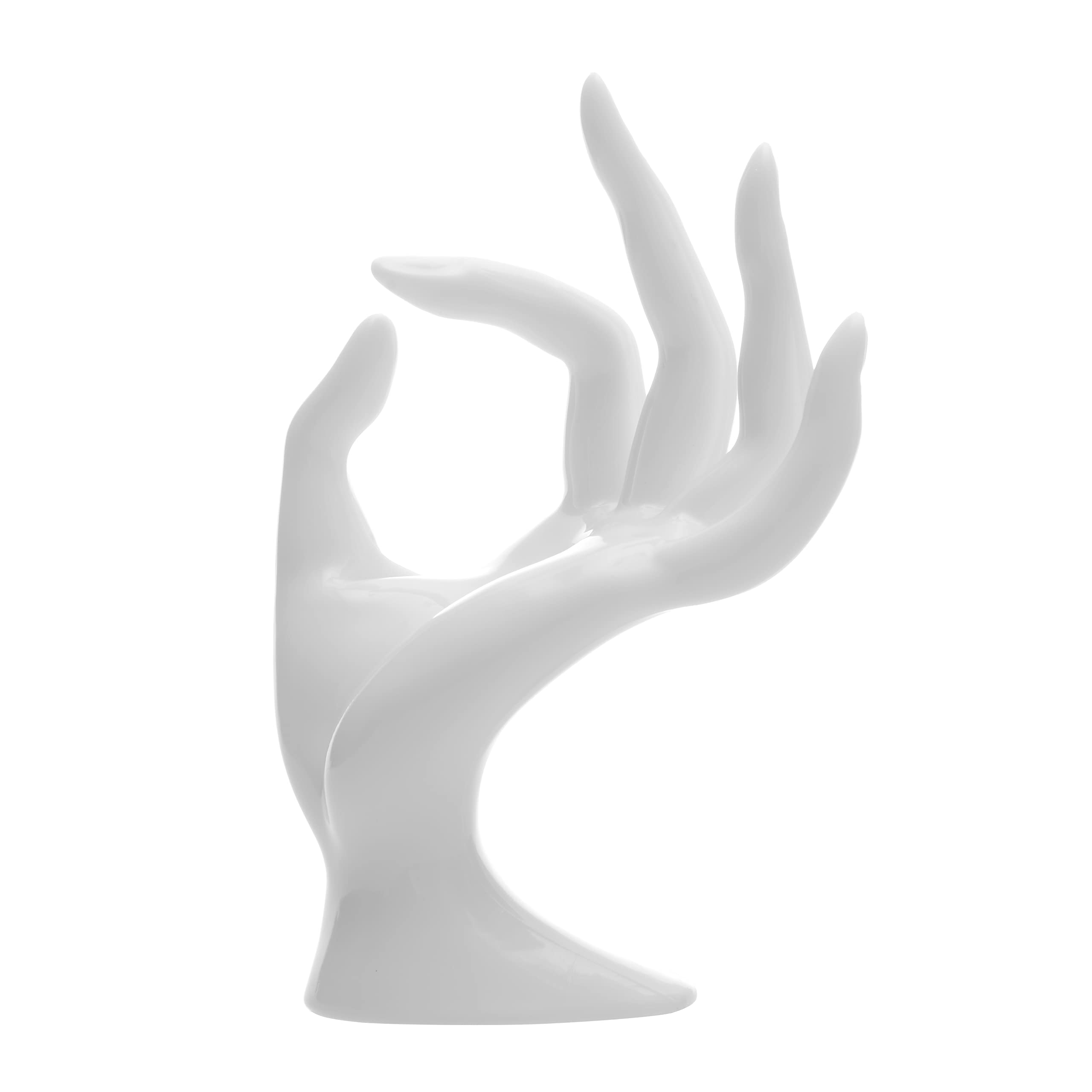 Y2K Pink Hand-Shaped Ring Holder - Elegant Jewelry Organizer for Women & Girls - Preppy Room Decor & Aesthetic Gift Idea - Perfect for Dressing Tables, Vanity Displays & Bedroom Decor (White)