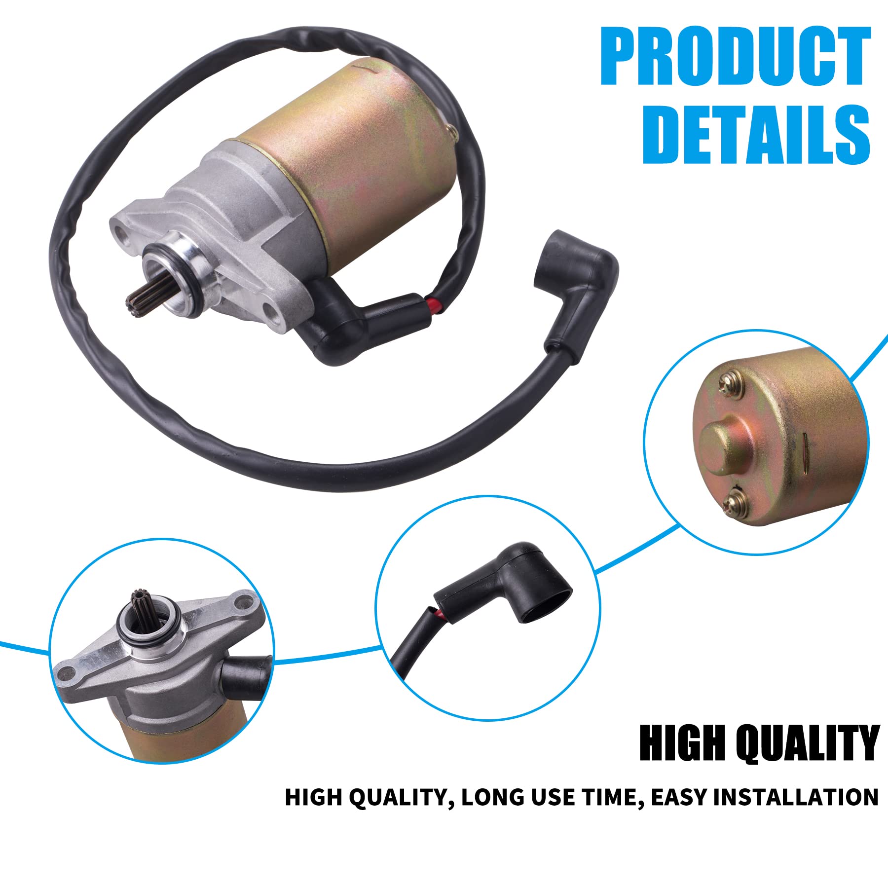 JINGKE 10 Teeth Starter Motor for GY6 49cc 50cc Scooter - Compatible with 139QMB Moped, ATV, Go Karts, TAOTAO, SUNL, ROKETA, Tank, Baja - Perfect for Scooter Repair & Engine Replacement
