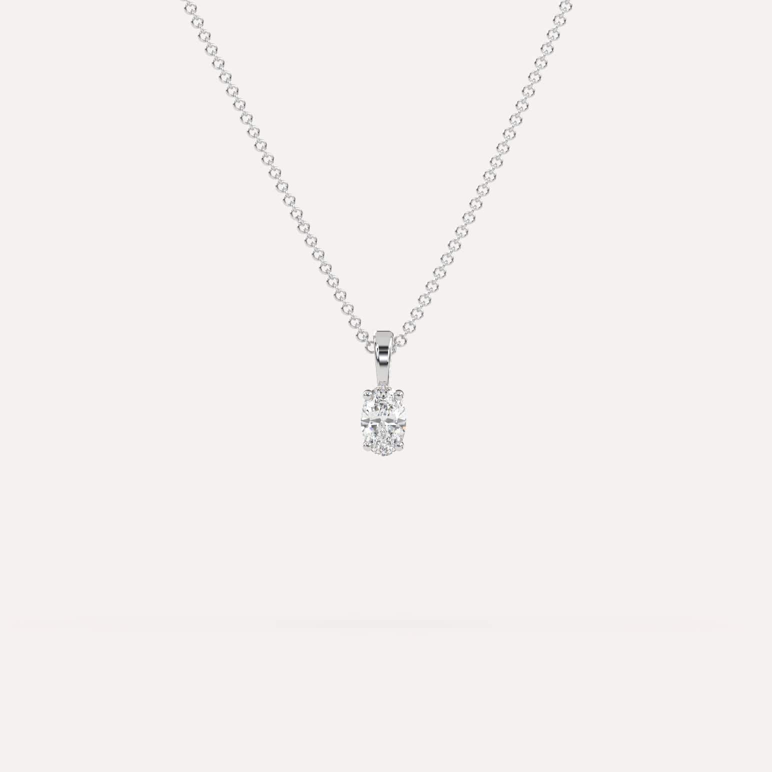 1/4 Carat Oval Diamond Pendant Necklace for Women - 14K White Gold Elegant Jewelry Gift for Anniversary, Valentine's Day & Special Occasions