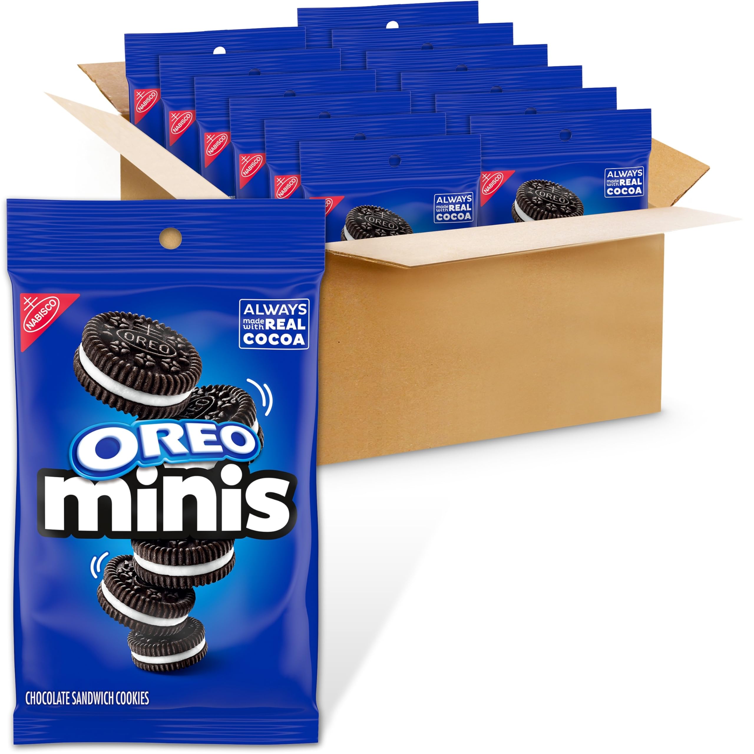 OREO Minis Chocolate Sandwich Cookies - 12 Pack (3 oz Bags) | Perfect for Lunchboxes, Snacking & Parties
