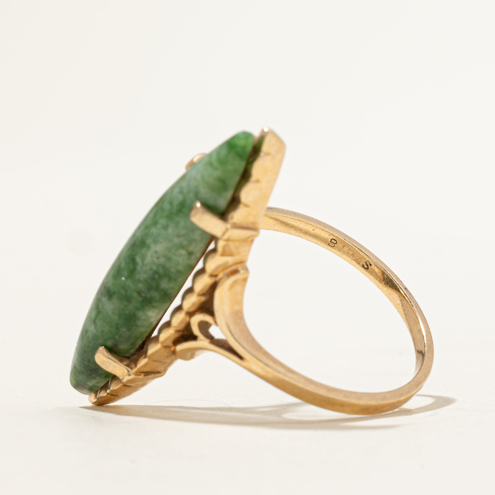 4.50ct Nephrite Jade Navette Ring - Size 6.5 | Handcrafted Green Jade Jewelry for Women | Perfect for Weddings, Parties & Special Occasions