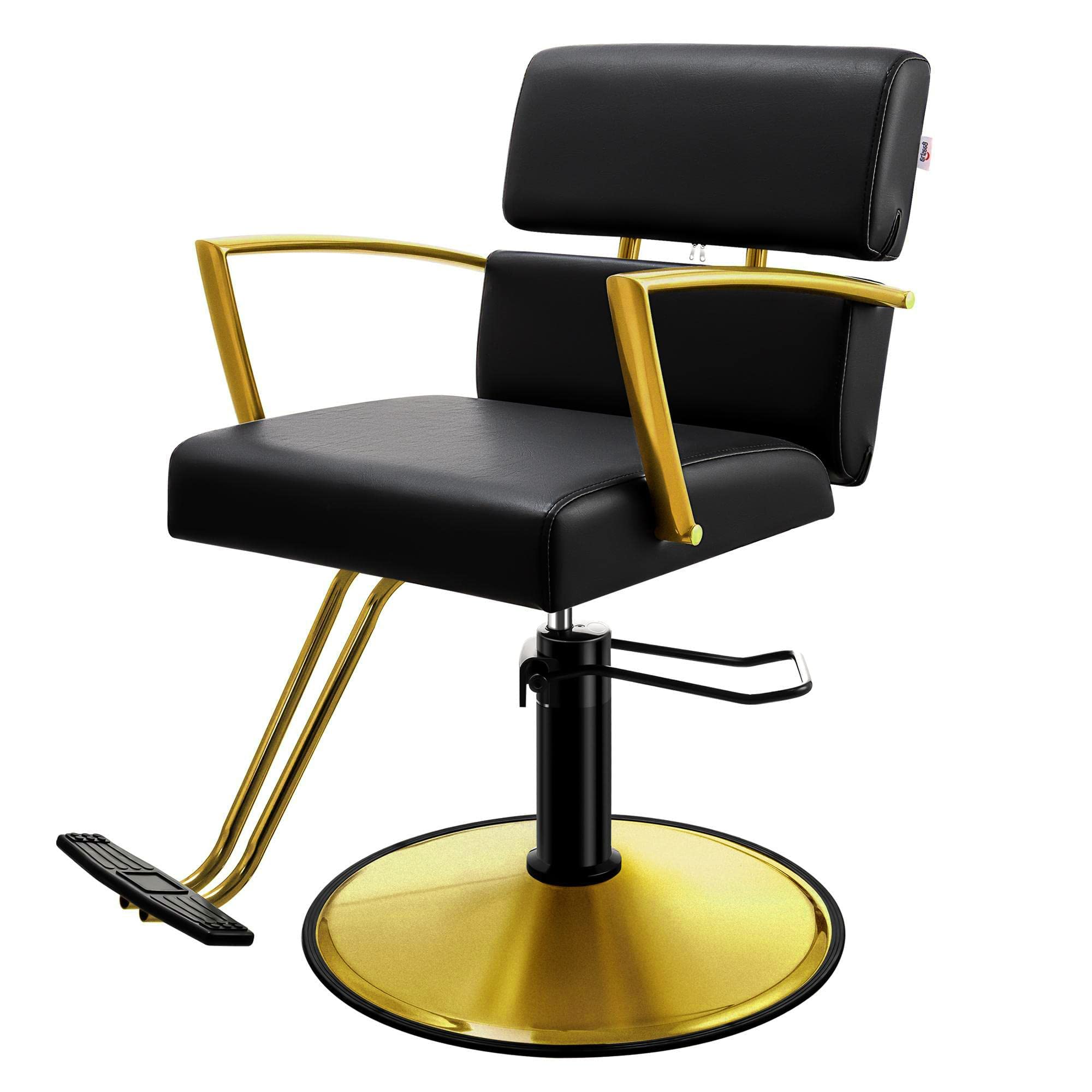 Premium Hydraulic Salon Chair - Open Back Design, Black & Gold Hair Styling Chair for Professionals, 330 lbs Weight Capacity - Matte Gold Finish | Perfect for Hair Salons, Barber Shops & Beauty Clinics