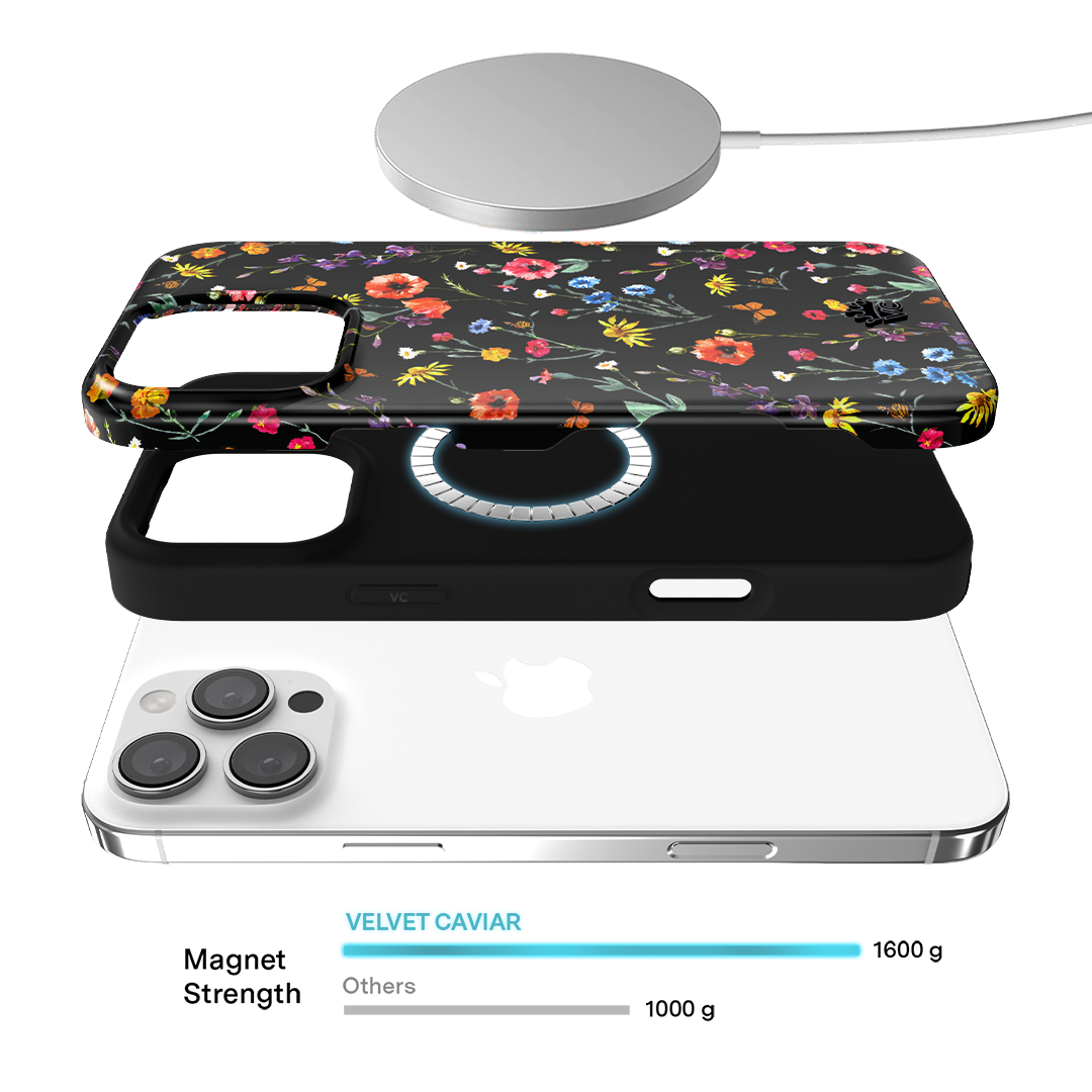 Black Wildflower iPhone Case - Durable Slim Protective Cover for iPhone [Model] - Perfect for Everyday Use, Travel & Outdoor Adventures