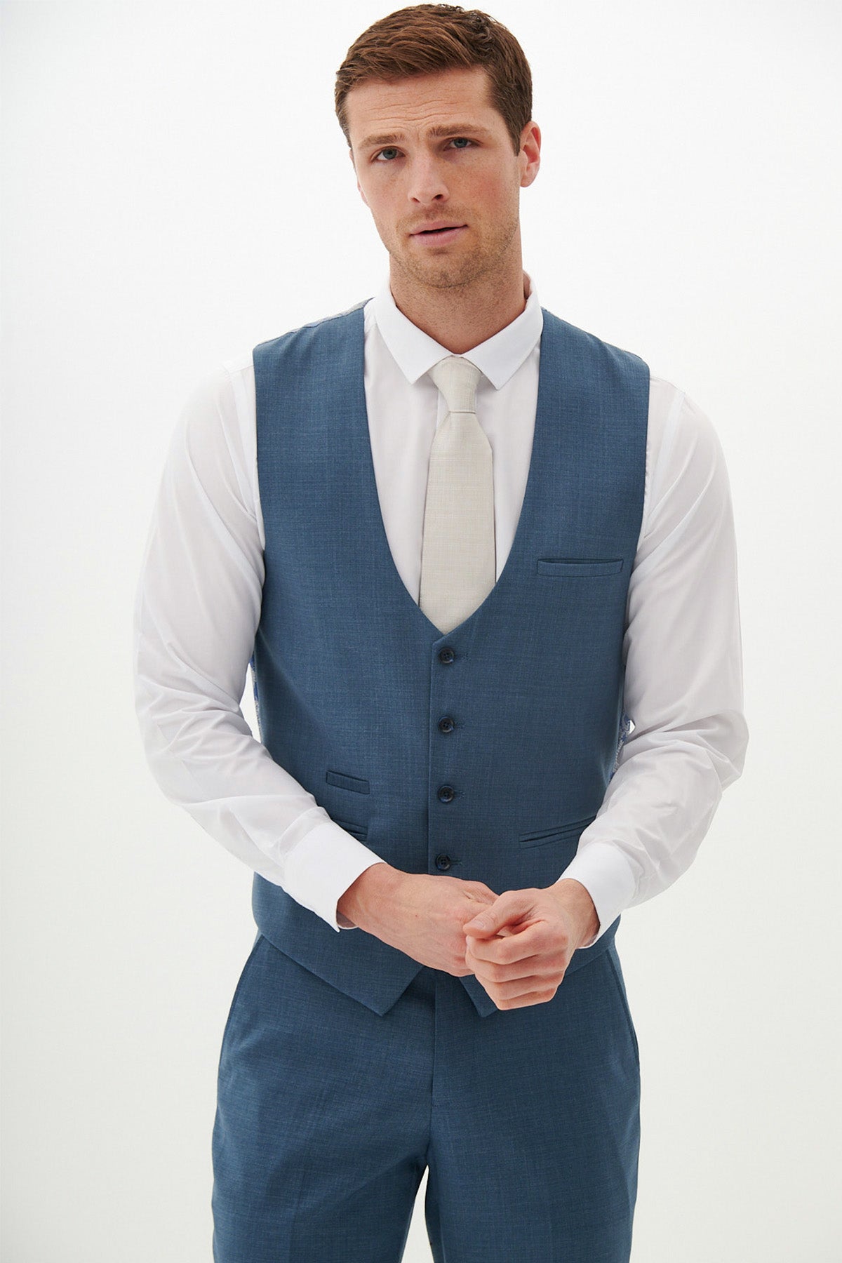 FINLEY Teal Blue Single Breasted Waistcoat Vest for Men - Formal Wedding, Office & Business Attire