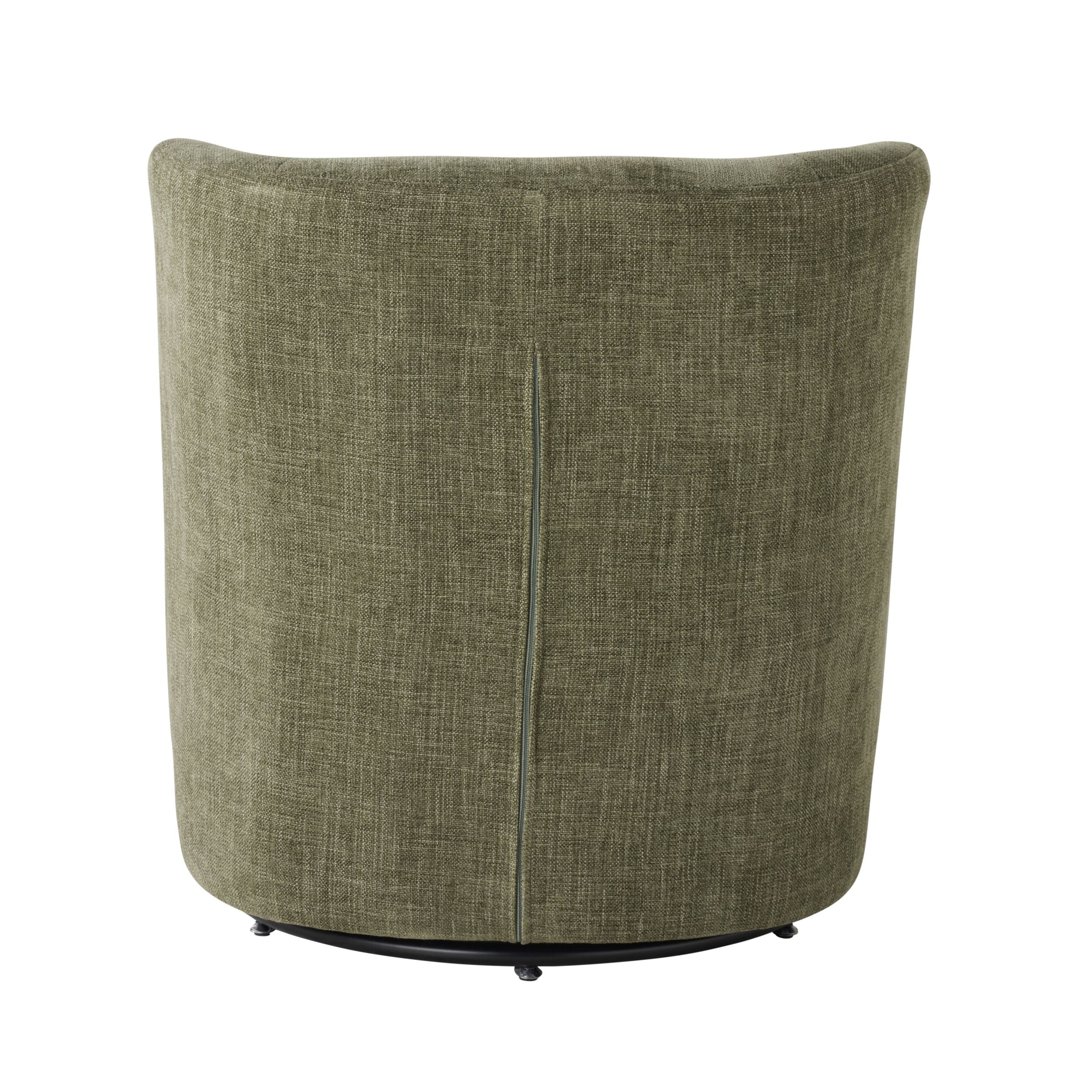 Amala Swivel Occasional Chair - Modern Fern Green Woven Fabric Accent Chair for Living Room, Bedroom, or Office - Perfect for Reading Nook, Lounge Area & Home Decor