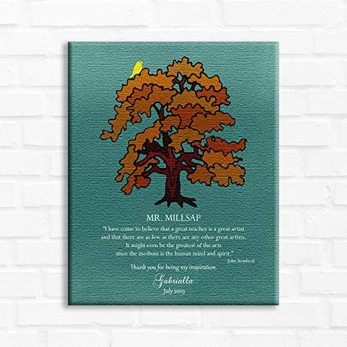 16x20 Custom Canvas Teacher Thank You Gift - Personalized Mentor, Boss & Leader Present - Handmade Orange Tree Art with John Steinbeck Quote (1819) - Perfect for Office Decor, Retirement Gifts & Appreciation Events