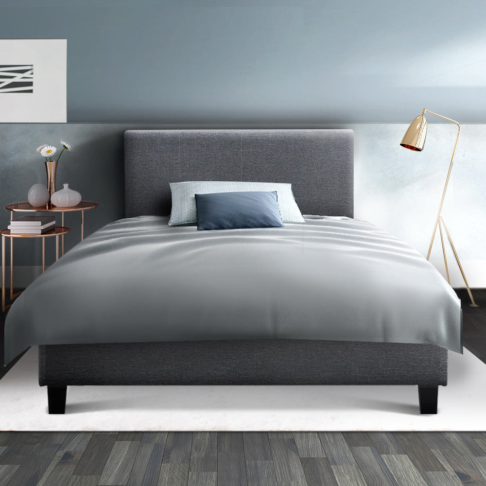 Coogee King Single Bed Frame Grey - Sturdy Wooden Platform Bed for Small Spaces, Kids & Guest Rooms | Easy Assembly & Modern Design