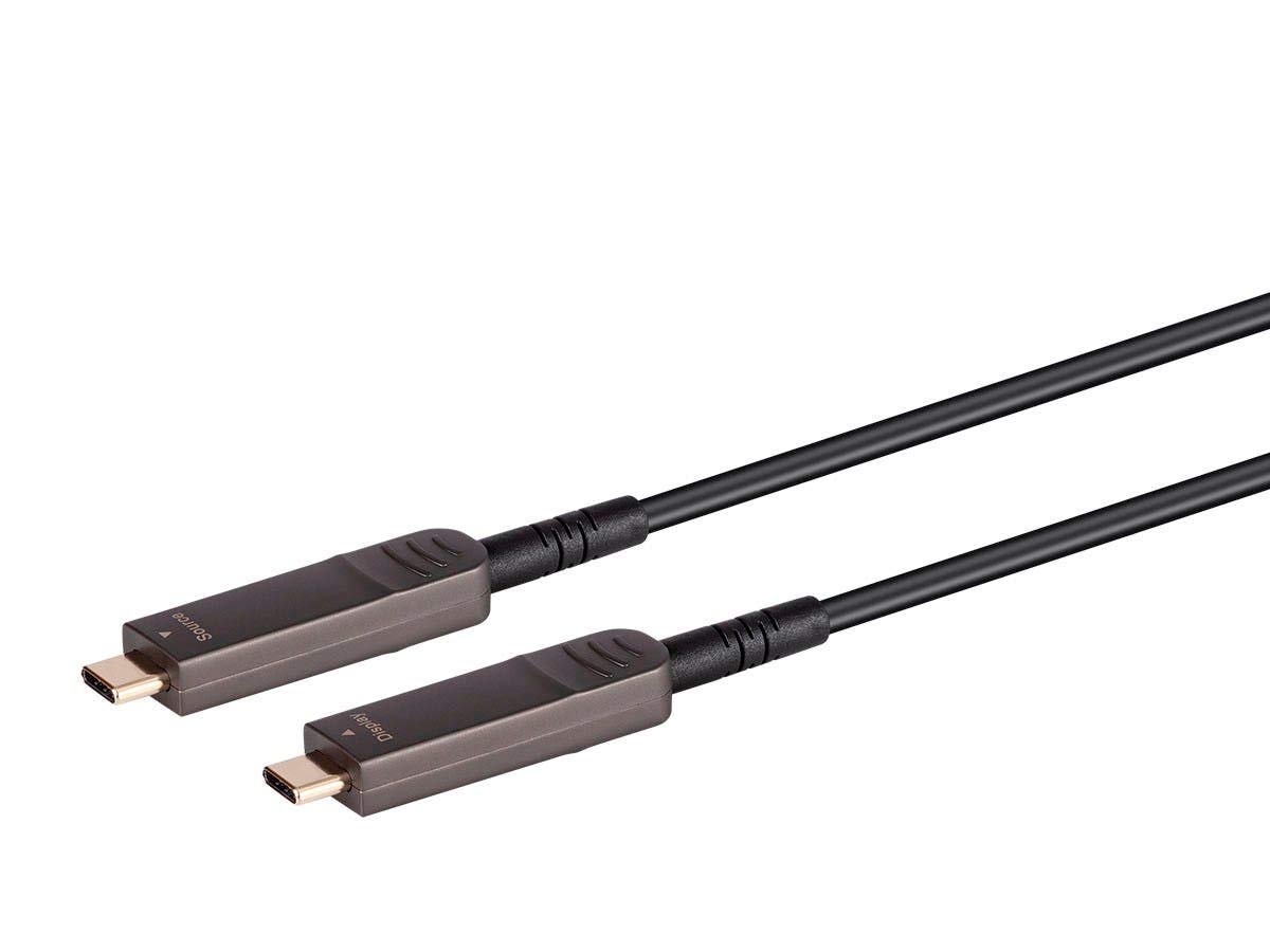 Monoprice SlimRun AV Series USB-C to USB-C Fiber Optic Video Cable - 4K@60Hz, 21.6Gbps, Gold-Plated Connectors, 100ft - Perfect for Home Theater, Gaming & Office Presentations