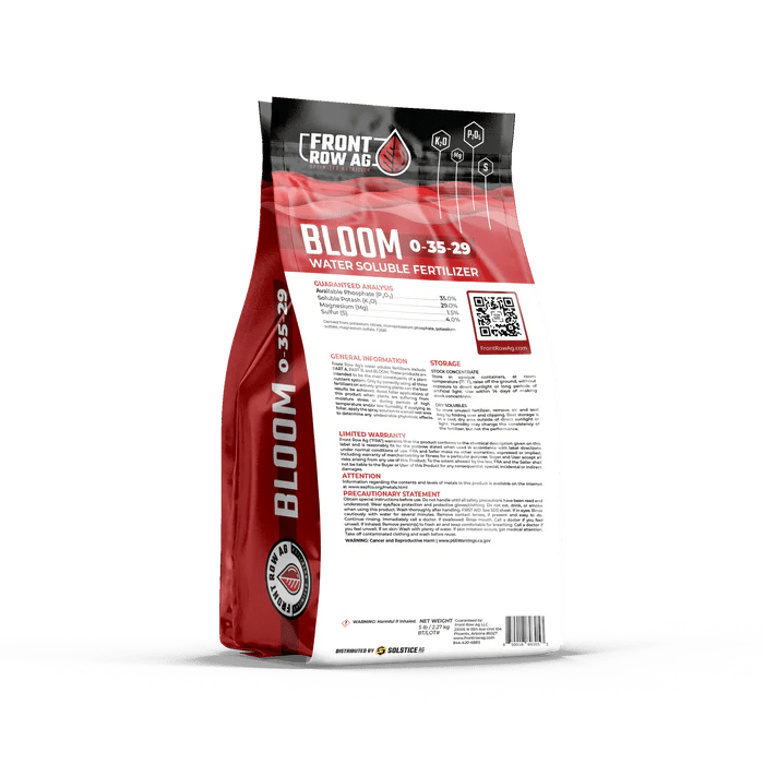 Front Row Ag Soluble Fertilizer BLOOM (0-35-29) - High Phosphorus & Potassium Plant Food for Flowering & Fruiting Plants | Ideal for Hydroponics, Greenhouses & Home Gardens