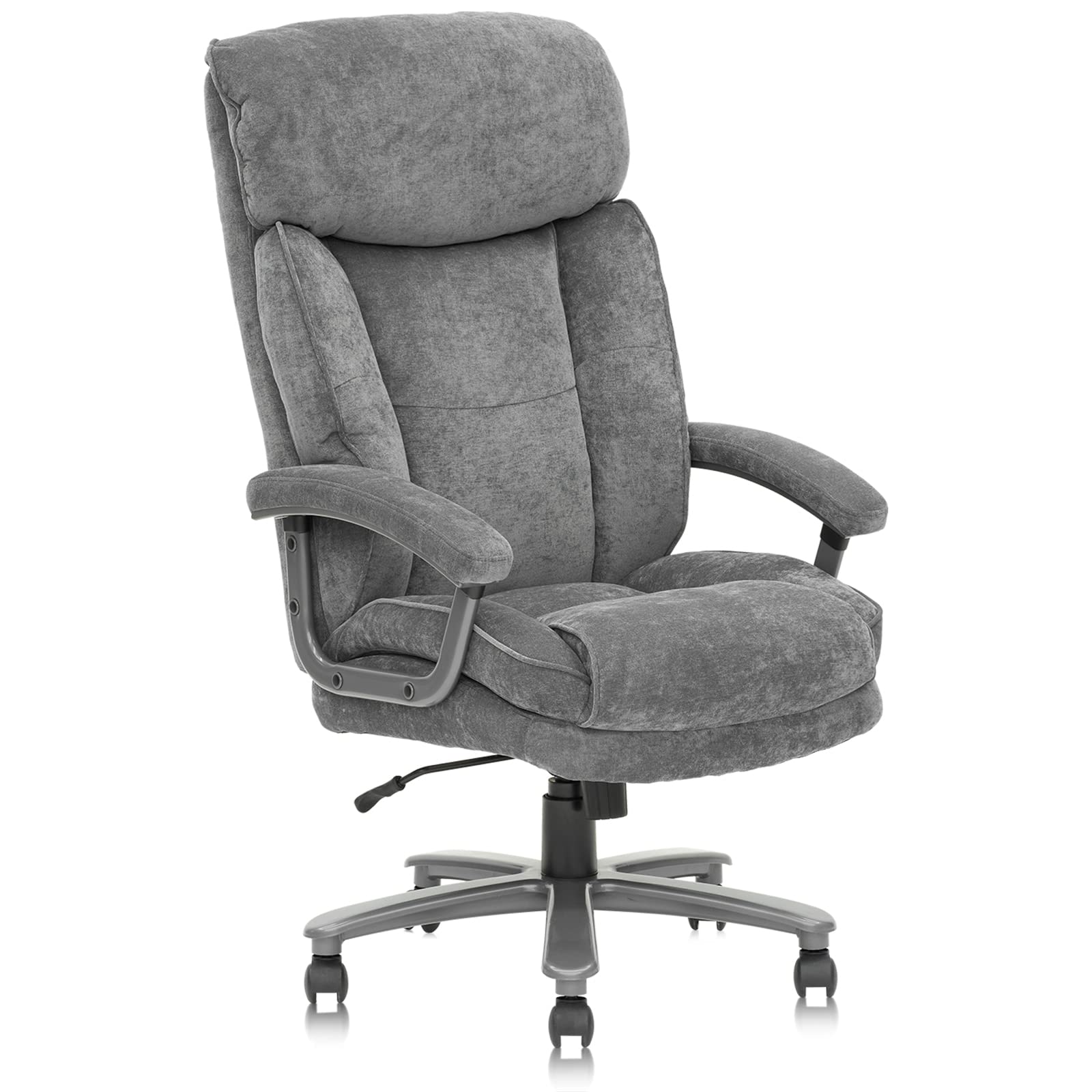 CLATINA High Back 400lbs Big & Tall Executive Office Chair - Ergonomic Upholstered Desk Chair with Heavy Duty Base, Fabric Grey - Perfect for Home Office, Gaming & Professional Workspaces
