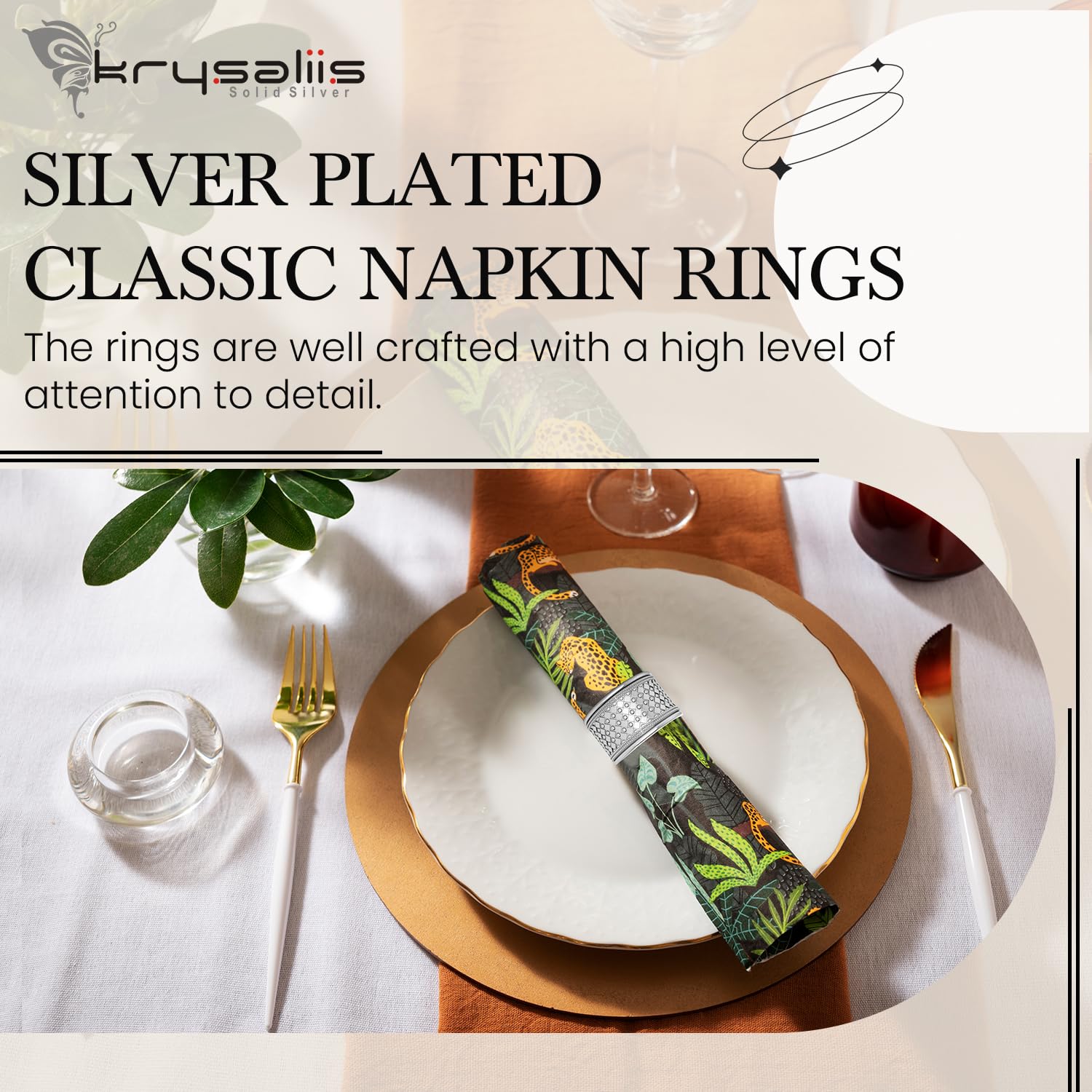 Elegant Gothic Silver-Plated Engravable Napkin Rings for Wedding, Dining & Special Occasions - Personalized Stainless Steel Tableware Set in Premium Gift Box - Perfect for Fine Dining, Holiday Decor & Bridal Shower Gifts