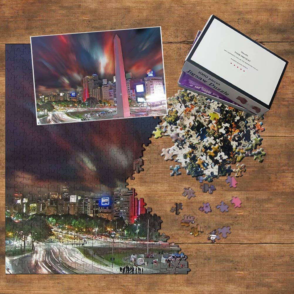 1000 Piece Argentina Jigsaw Puzzle - The Obelisk of Buenos Aires Travel Souvenir Wooden Puzzle for Adults & Teens | Perfect for Home Decor, Family Game Night & Educational Activity