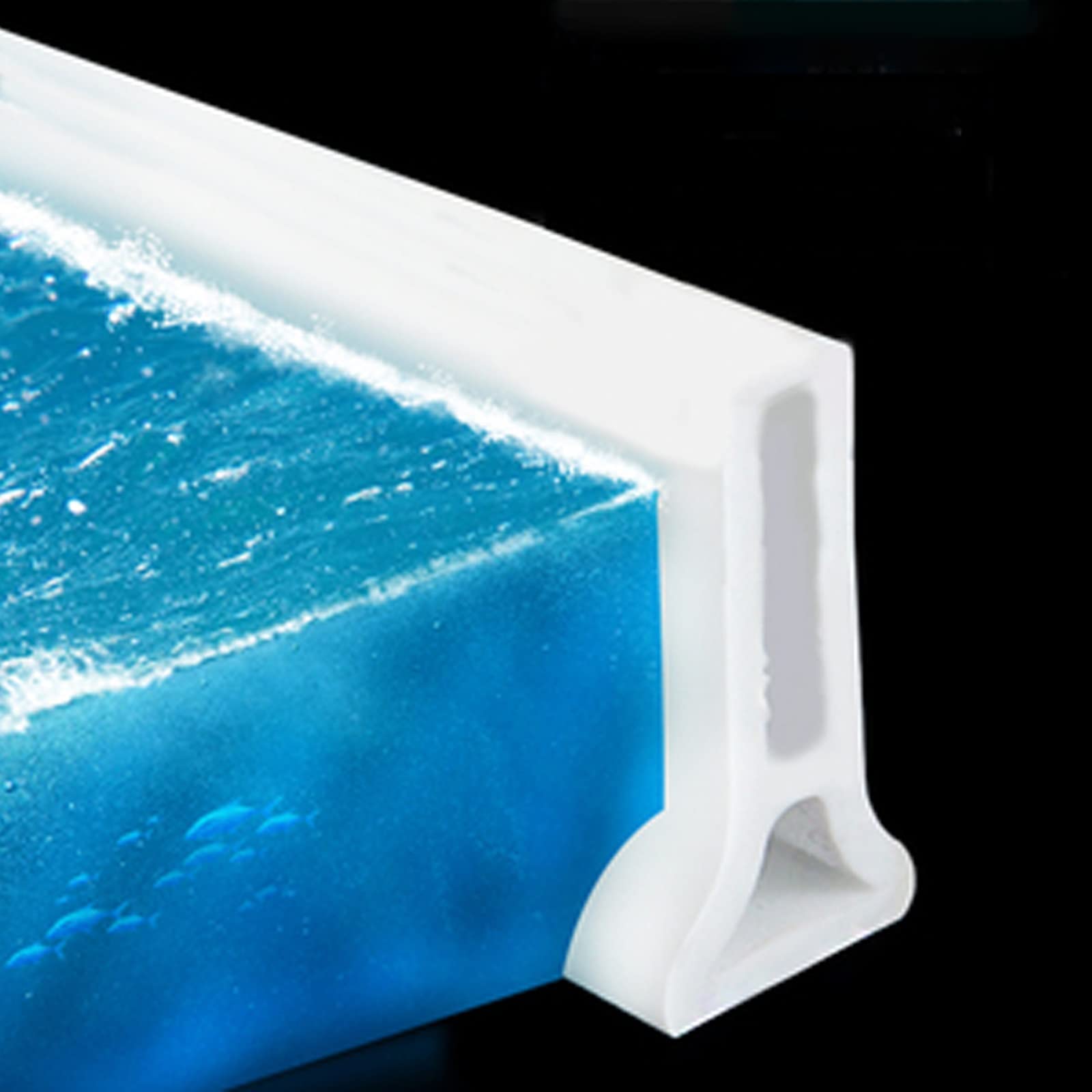 Collapsible Silicone Shower Water Dam Barrier - 60cm/23.6in Rubber Threshold for Wet/Dry Separation - Bathroom & Kitchen Sink Edging Water Retaining Strip - Perfect for Bathroom Safety & Water Containment