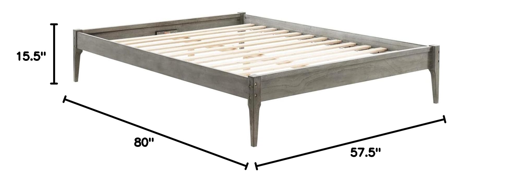 Modway June Full Wood Platform Bed Frame with Headboard - Queen Size, Gray - Sturdy & Modern Bed Frame for Master Bedroom or Guest Room