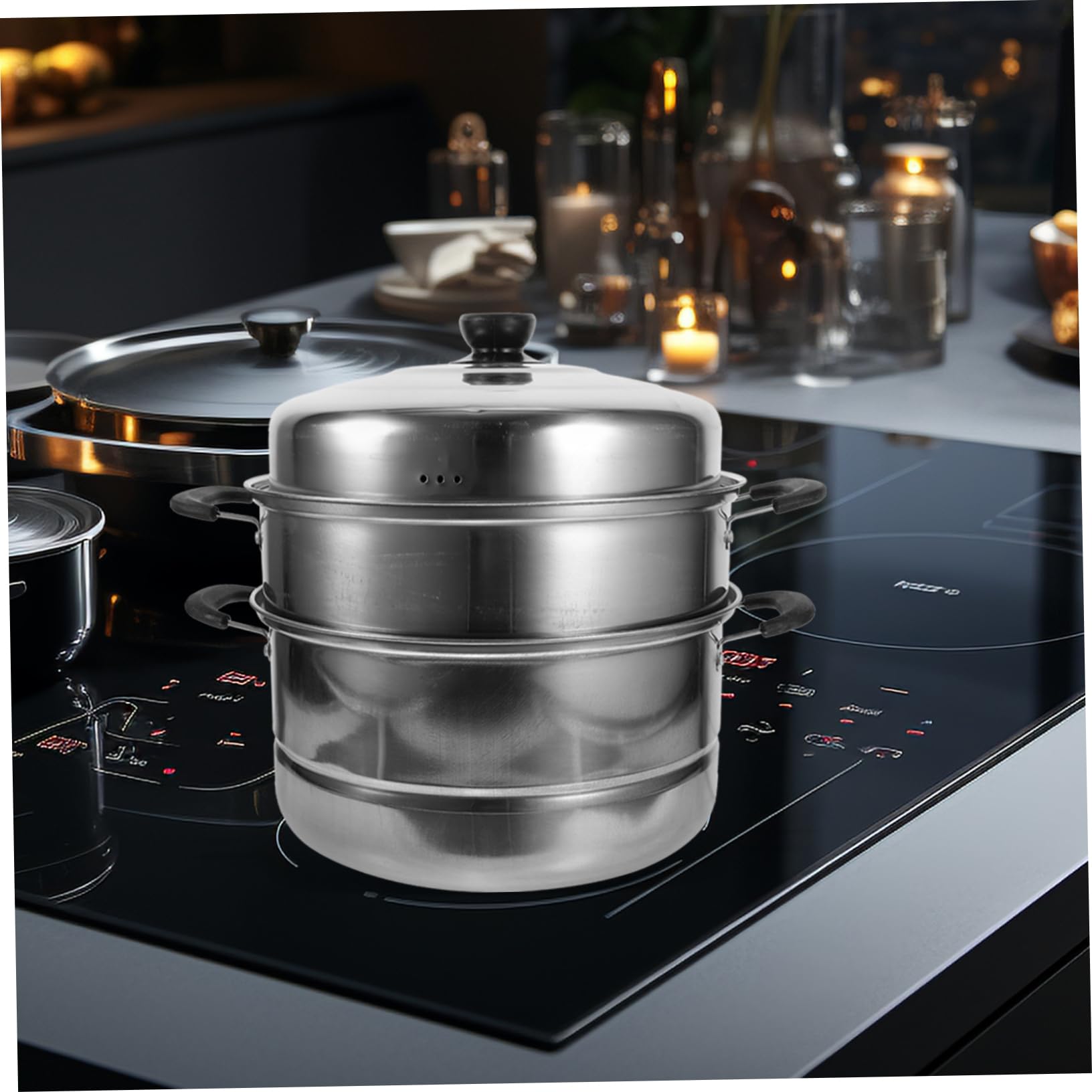 Cabilock 3-Layer Stainless Steel Steamer Pot - Stackable Steam Cookware for Vegetables, Dumplings & Seafood - Perfect for Home Kitchen & Meal Prep