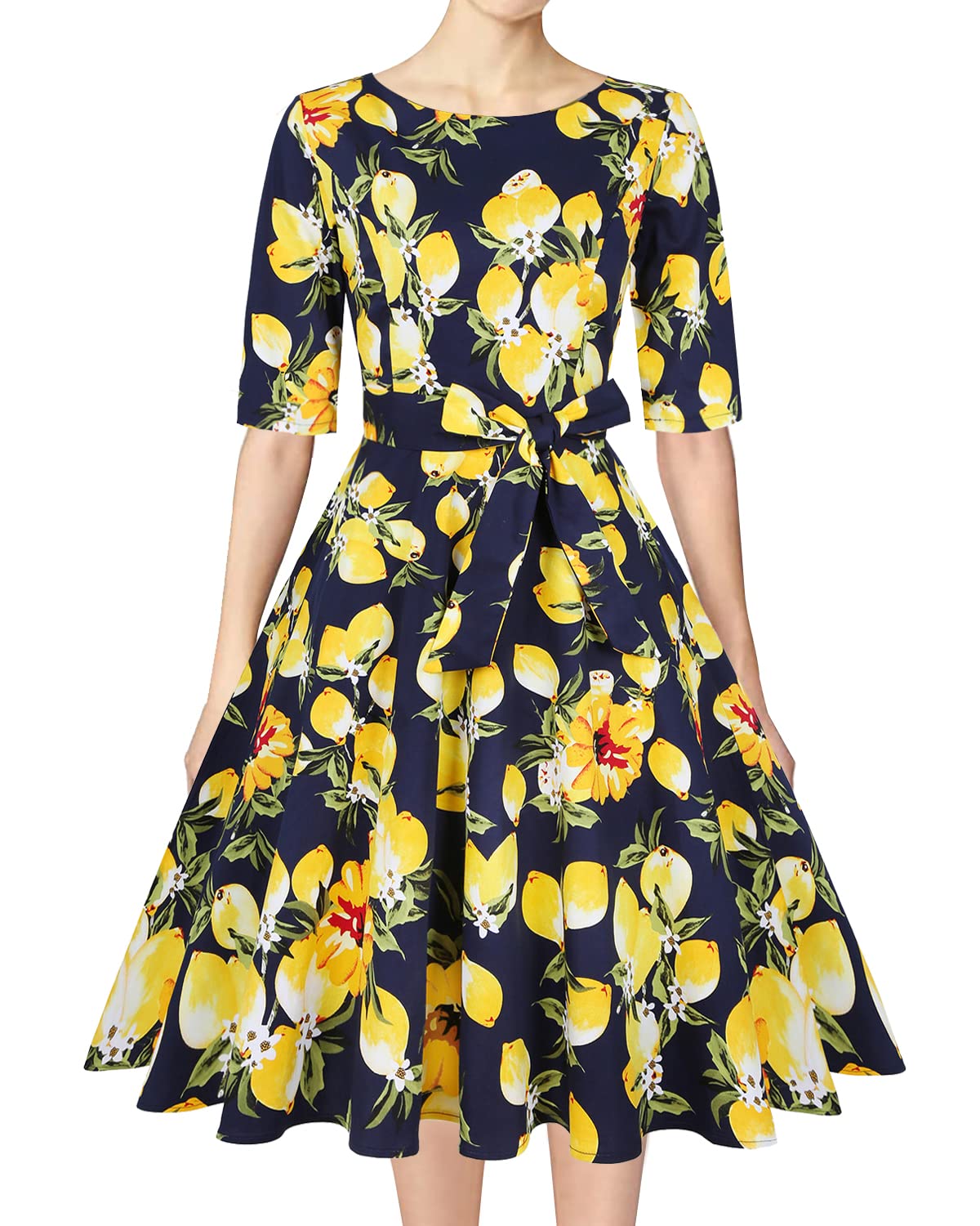 Vintage 1950s Rockabilly Swing Dress for Women - Retro Cocktail Party Prom Dress with Pockets | Perfect for Swing Dancing, Pinup Fashion & 50s Themed Events