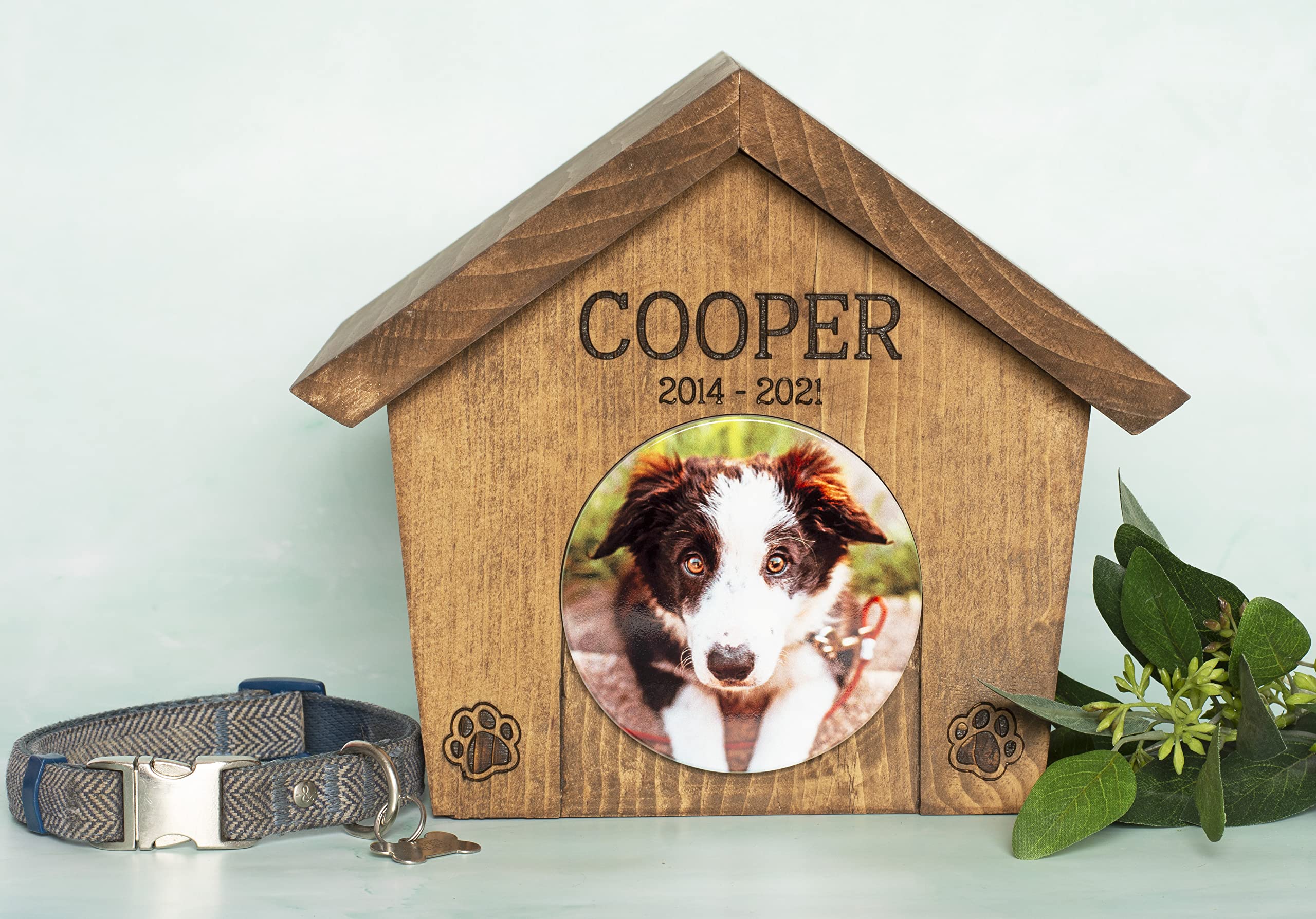 Personalized Dog Memorial Urn Box - Engraved Pet Name & Photo Keepsake for Ashes - Perfect for Home Memorial Display & Pet Loss Remembrance