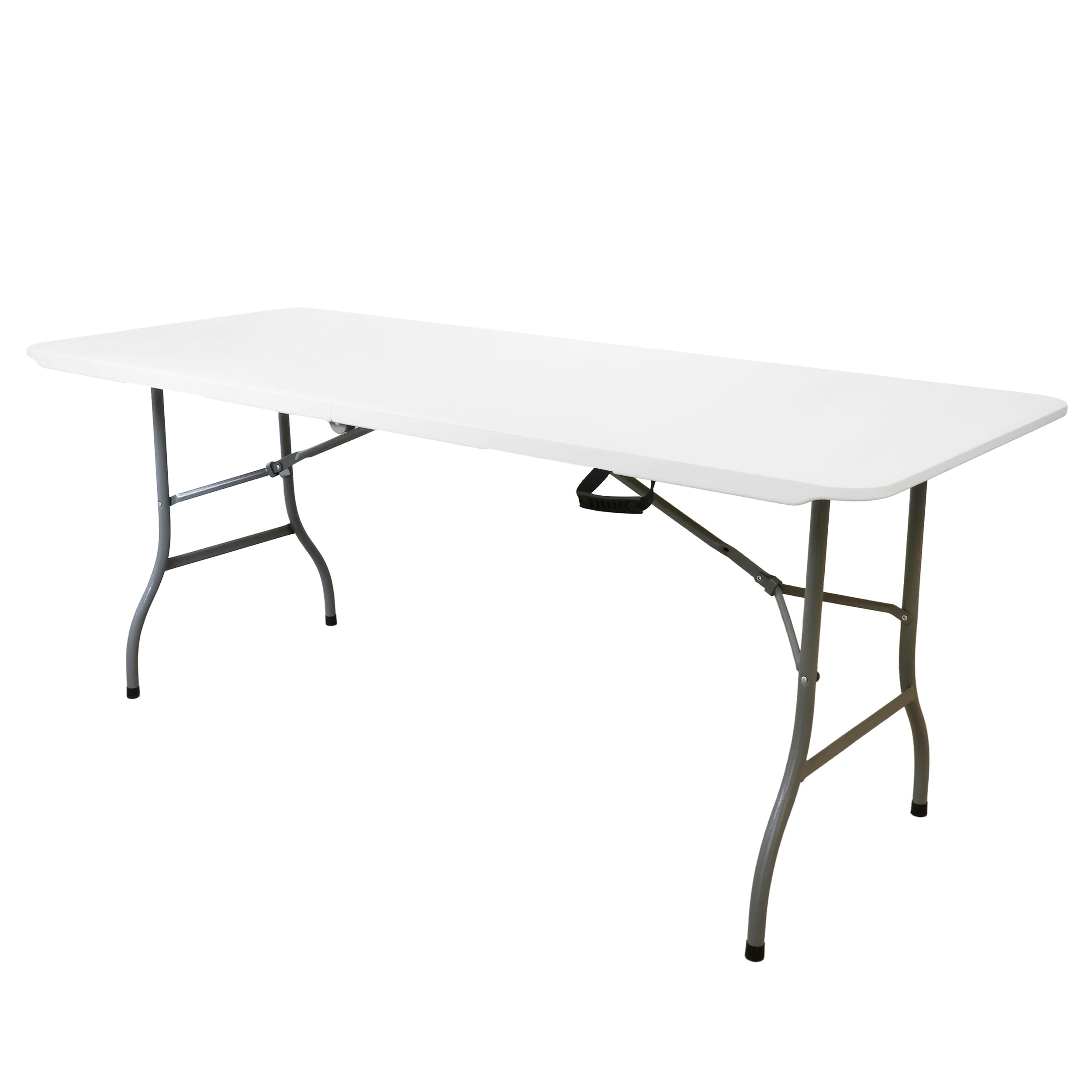 Elama 8 Foot White Plastic Folding Table - Portable Indoor Outdoor Picnic Camping Party Table - Heavy Duty Foldable Table for Events, BBQ, Tailgating & Home Use (8ft)