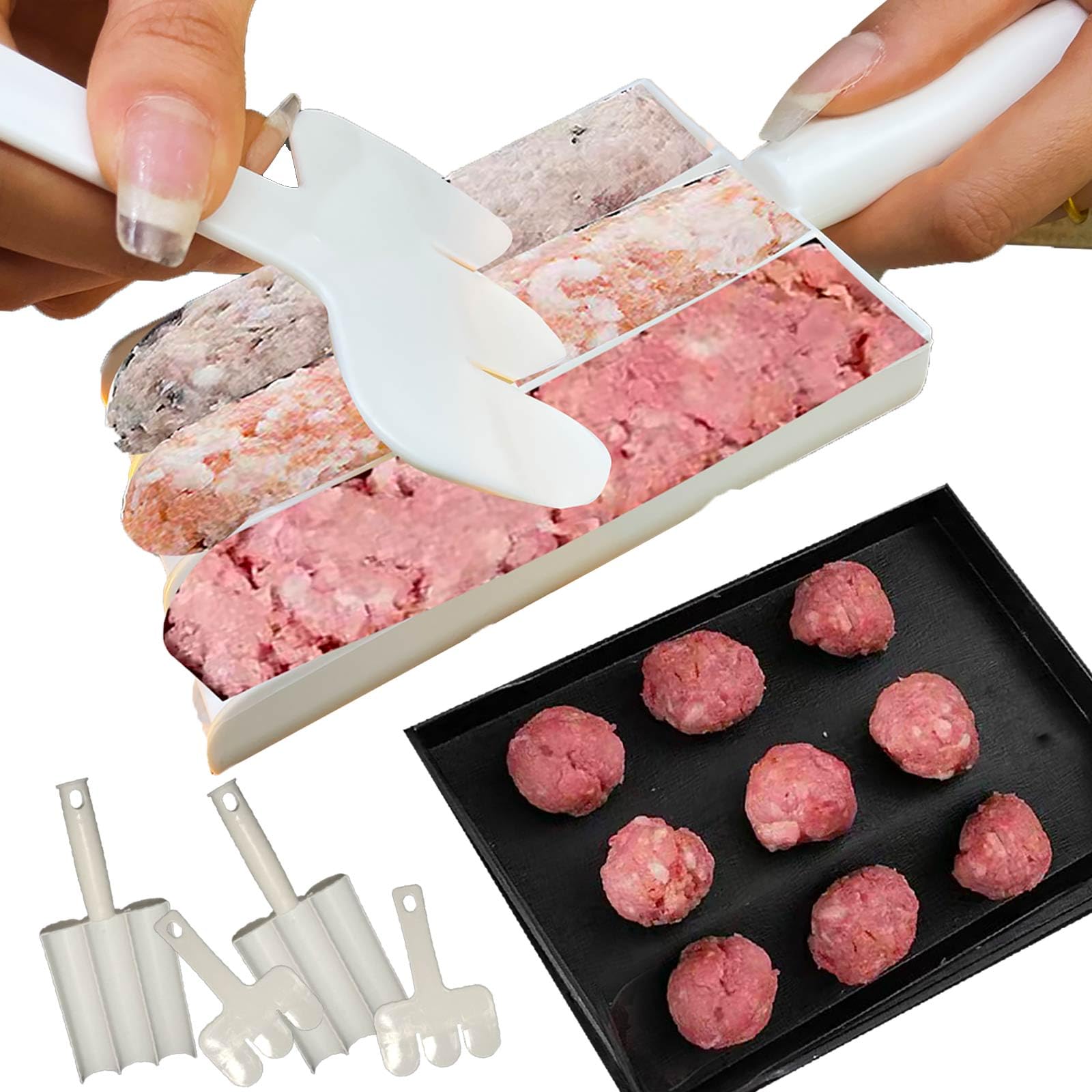 2Pcs Triple Meatball Maker Tool - Kitchen Meatball Mold for Perfectly Sized Meatballs (3 at Once) | Fast & Efficient Meatball Making for Burgers, Pasta & Meal Prep