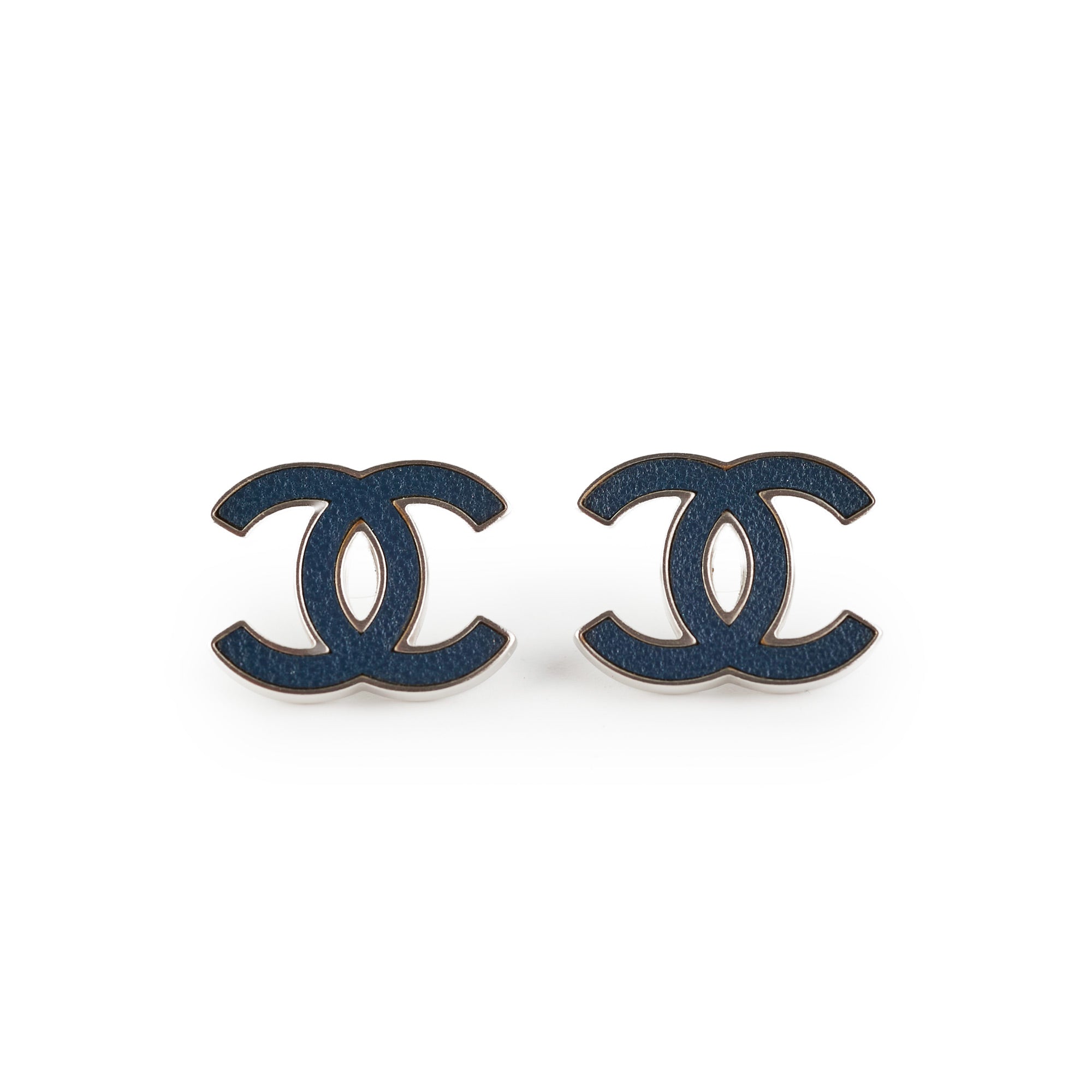 Chanel CC Logo Earrings for Women - Elegant Blue Crystal Stud Earrings - Perfect for Parties, Weddings & Gift Giving