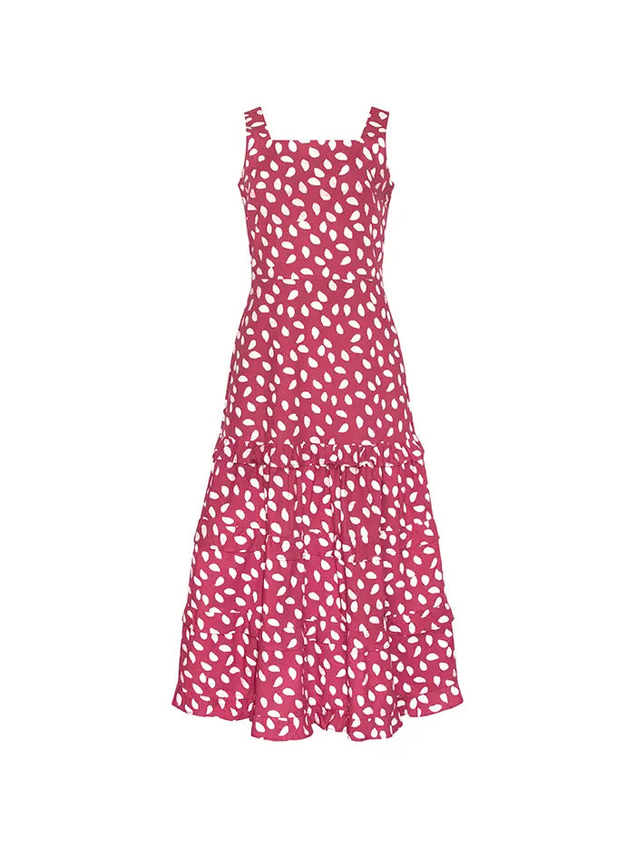 The Riviera Dress in Rosewood - Elegant Floral Print Midi Dress for Women | Perfect for Summer Weddings, Beach Vacations & Date Nights