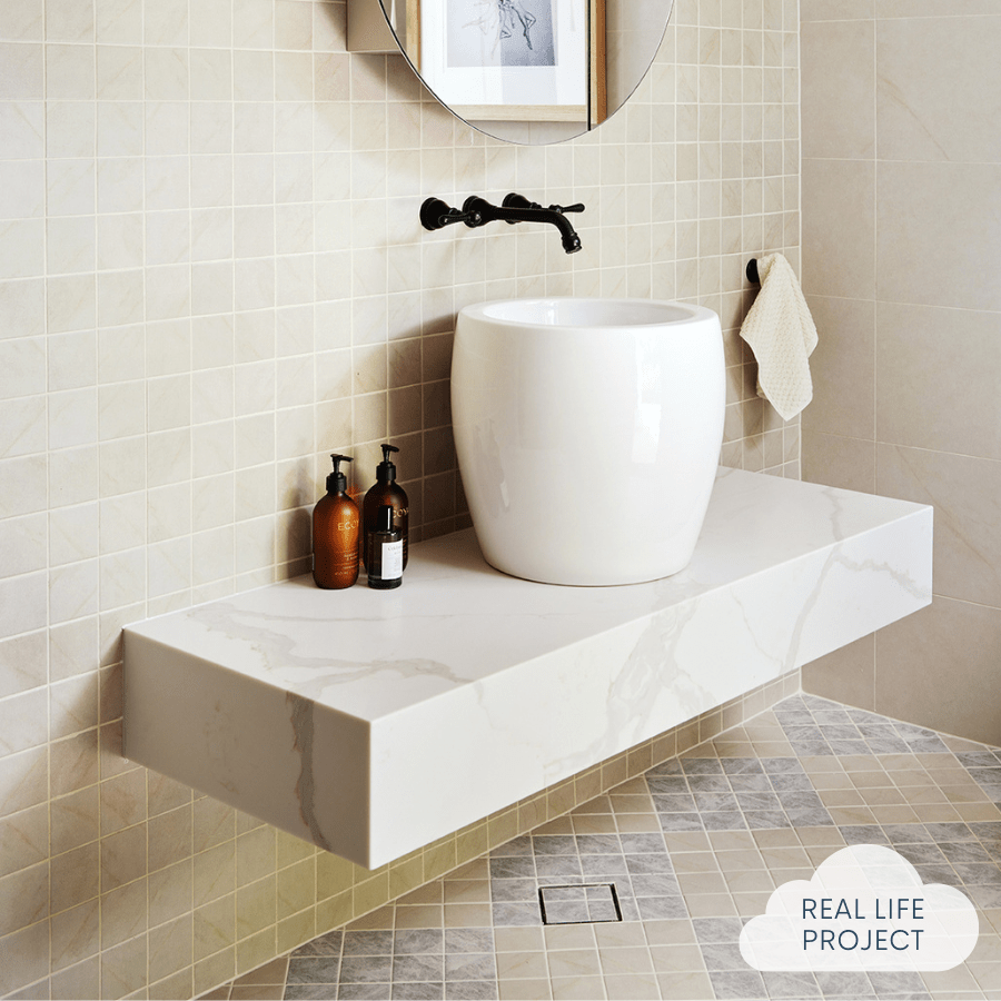 Premium Dunmore Grey Stone Look Square Tile - Natural Stone Effect Porcelain Tile for Kitchen Backsplash, Bathroom Floor, and Shower Walls