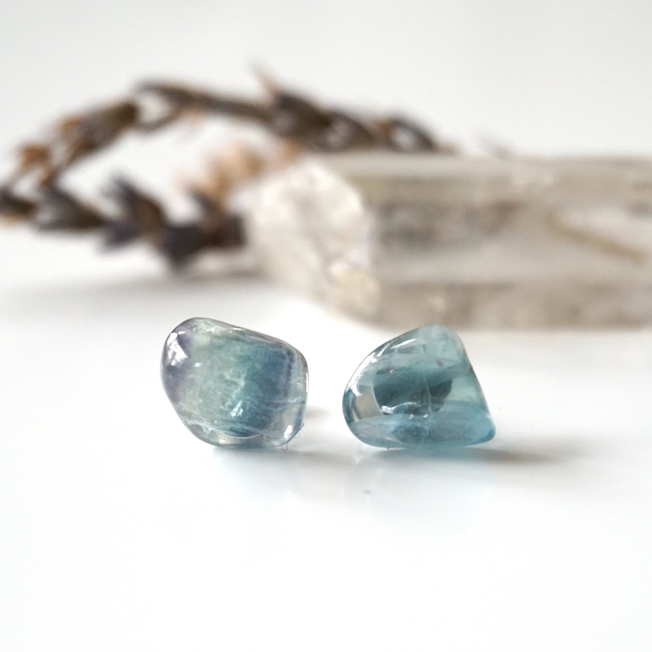 Natural Blue Fluorite Stud Earrings for Women - Hypoallergenic Post Earrings for Sensitive Ears - Perfect for Everyday Wear, Office & Special Occasions