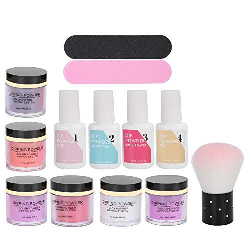 Professional Dipping Powder Nail Kit Starter Set - 6 Colors with Base & Top Coat, Dust Brush & Gel Nail Art Powder for Salon & Home Manicures | Perfect for Nail Artists, DIY Enthusiasts & Professional Nail Technicians